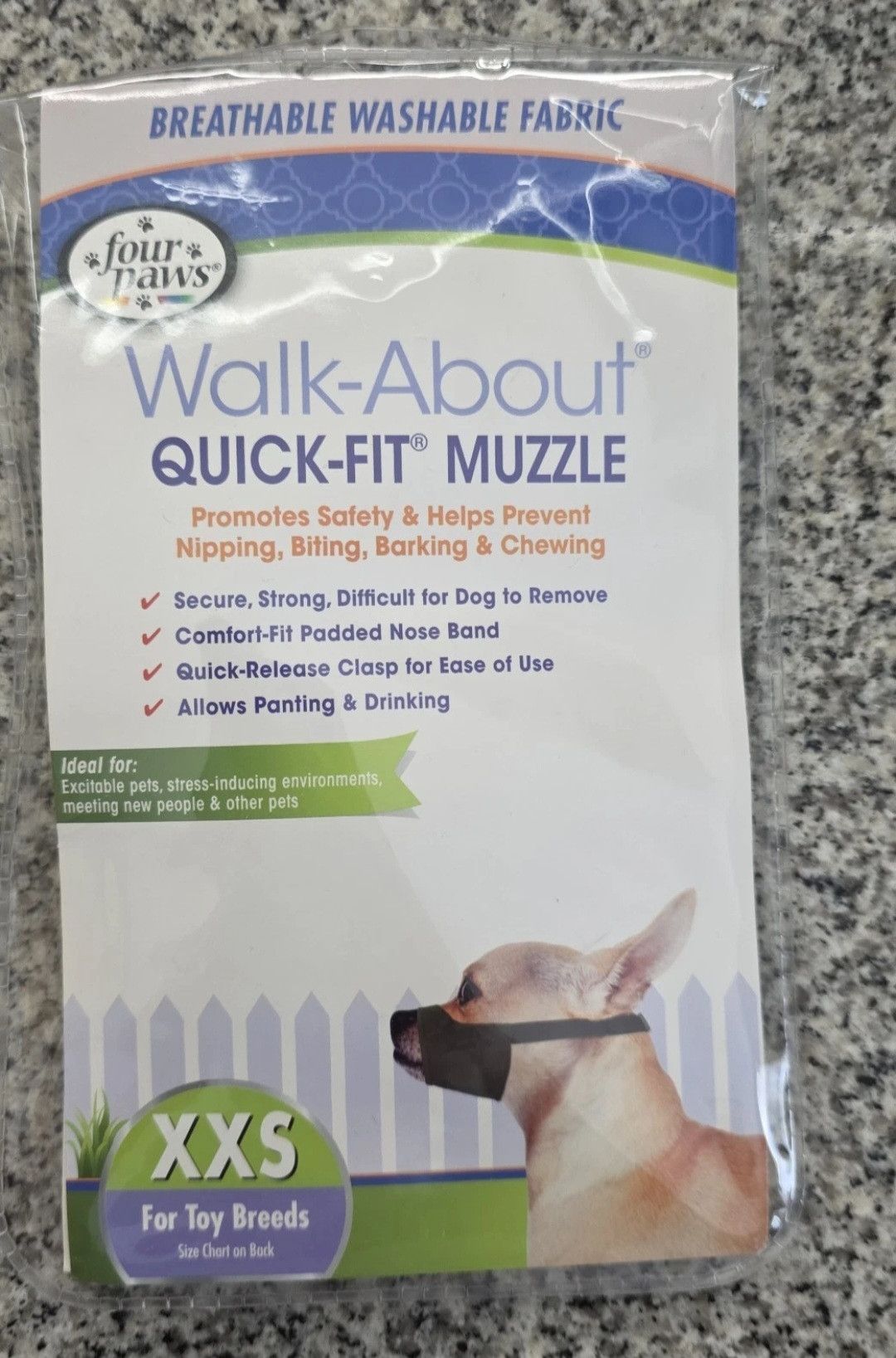 Other New Four Paws Walk-About Quick-Fit Dog Muzzle 0-XX-Small Size ONE SIZE - 1 Thumbnail
