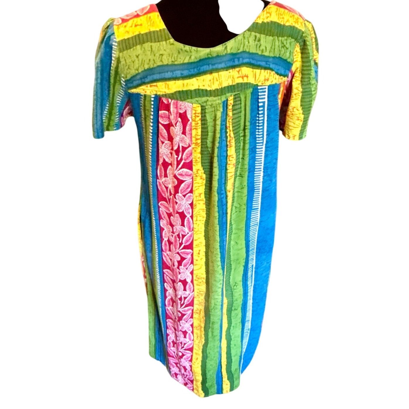 Vintage Vintage Daffodil Multi Blue Pink Stripe Maxi Dress Small Med Size M / US 6-8 / IT 42-44 - 1 Thumbnail