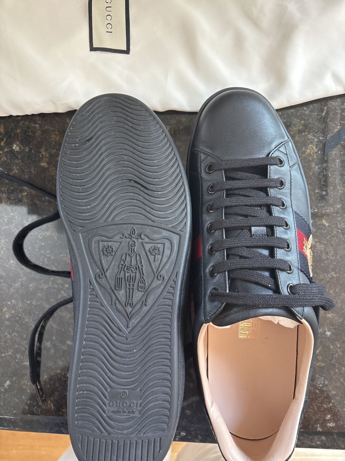 Gucci Men’s Black Ace Sneaker With Embroidery Size US 11.5 / EU 44-45 - 1 Thumbnail