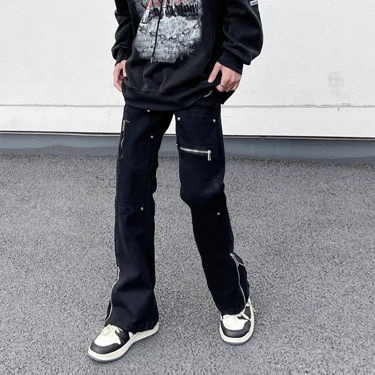 Japanese Brand Loose straight zippered slit jeans Size US 32 / EU 48 - 4 Thumbnail