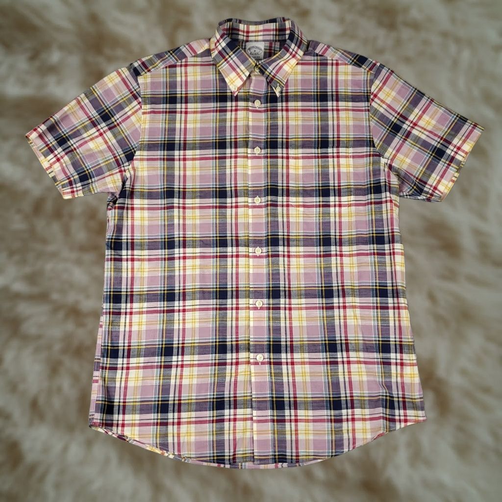 Brooks Brothers Brooks Brothers Shirt Mens Medium Pink Blue Plaid Regent Button Up Short Sleeve Size US M / EU 48-50 / 2 - 1 Thumbnail