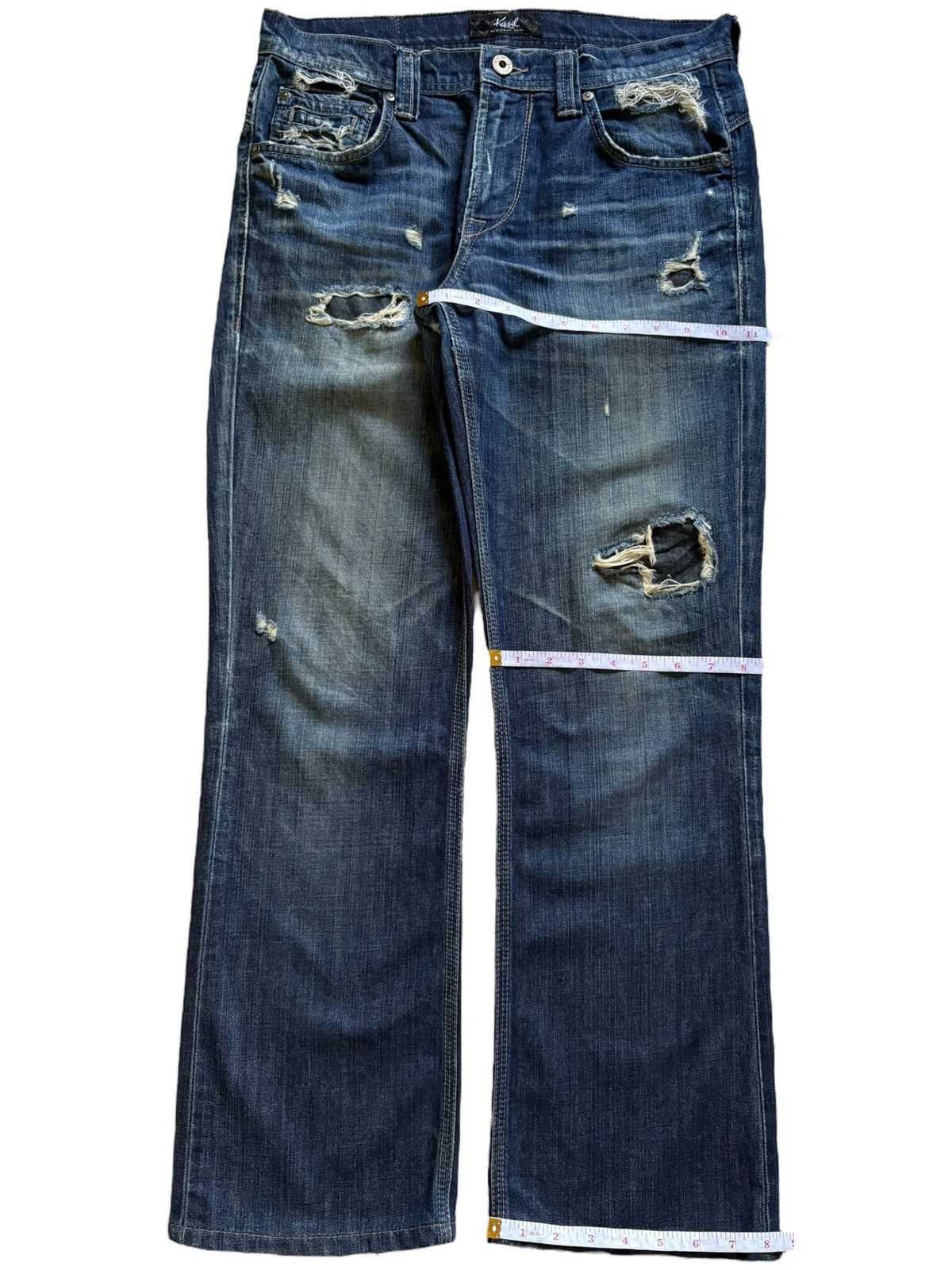 Japanese Brand Vintage Japanese Brand Blue Wash Distressed Bootcut Jeans Size US 32 / EU 48 - 15 Thumbnail