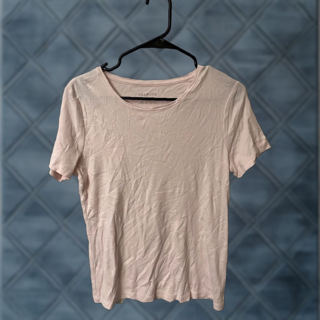 Talbots TALBOTS Women's T-Shirt Medium Pink Solid Short Sleeve Cotton Round Neck Classic Size M / US 6-8 / IT 42-44 - 1 Thumbnail