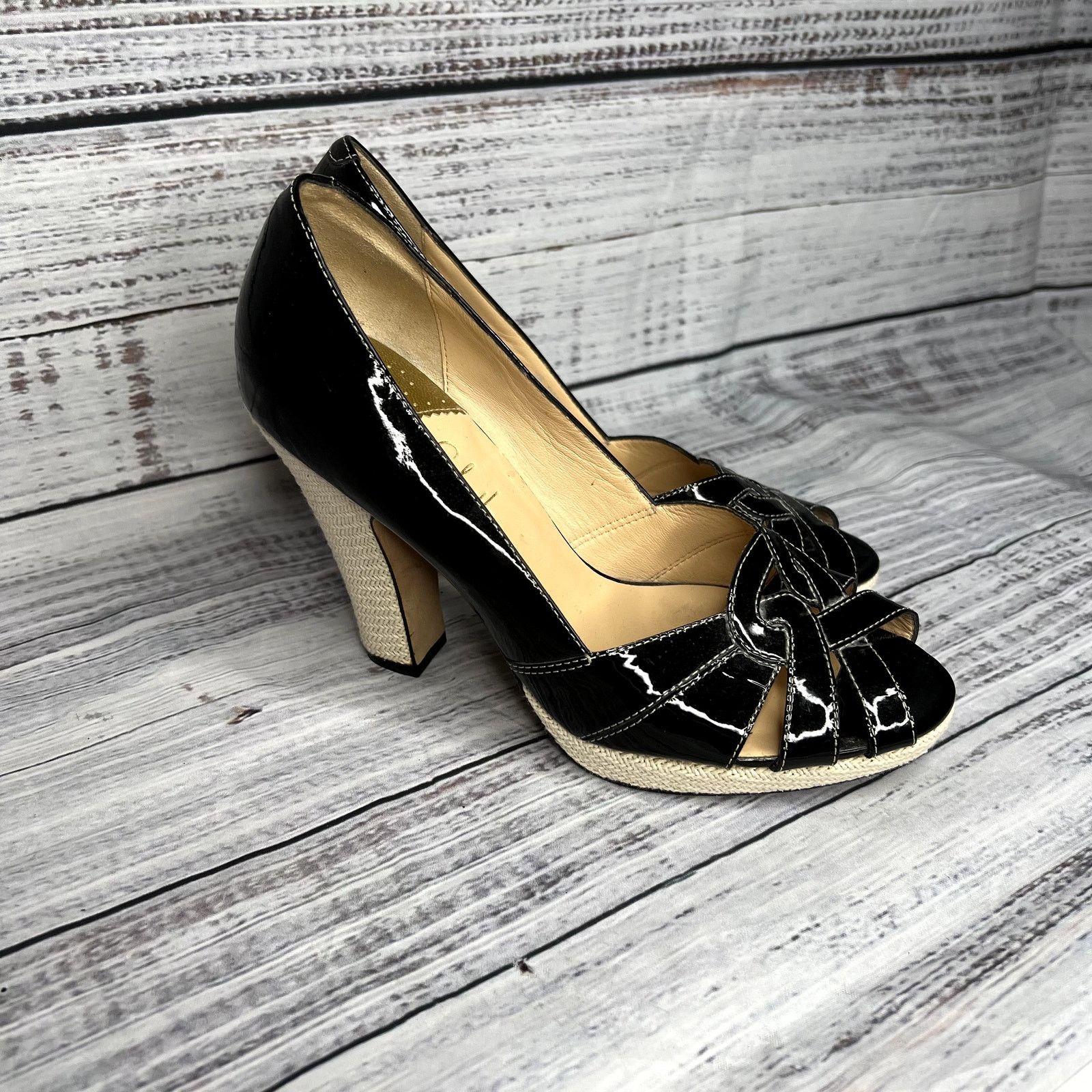 Cole Haan Cole Haan Platform Open Toe Pump Patent Leather Black 4" 8.5 Size US 8.5 / IT 38.5 - 3 Thumbnail