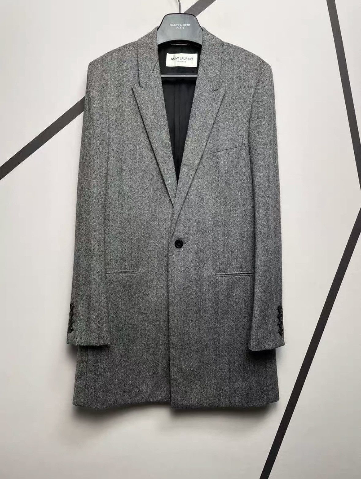 Saint Laurent Paris Herringbone Blazer/Light Coat sz 48 Size US M / EU 48-50 / 2 - 1 Thumbnail