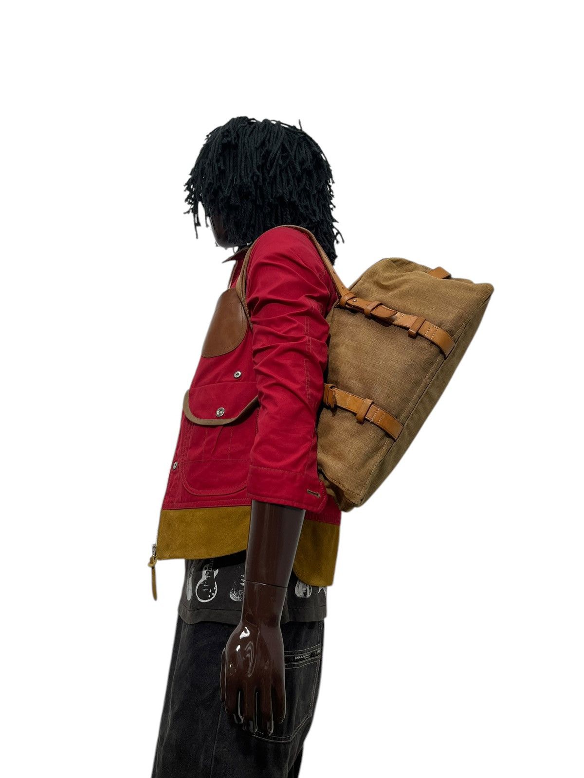 Genuine Leather Leather Cotton Canvas Lagasha Japan East/West Bag 1🟩5 Size ONE SIZE - 2 Thumbnail