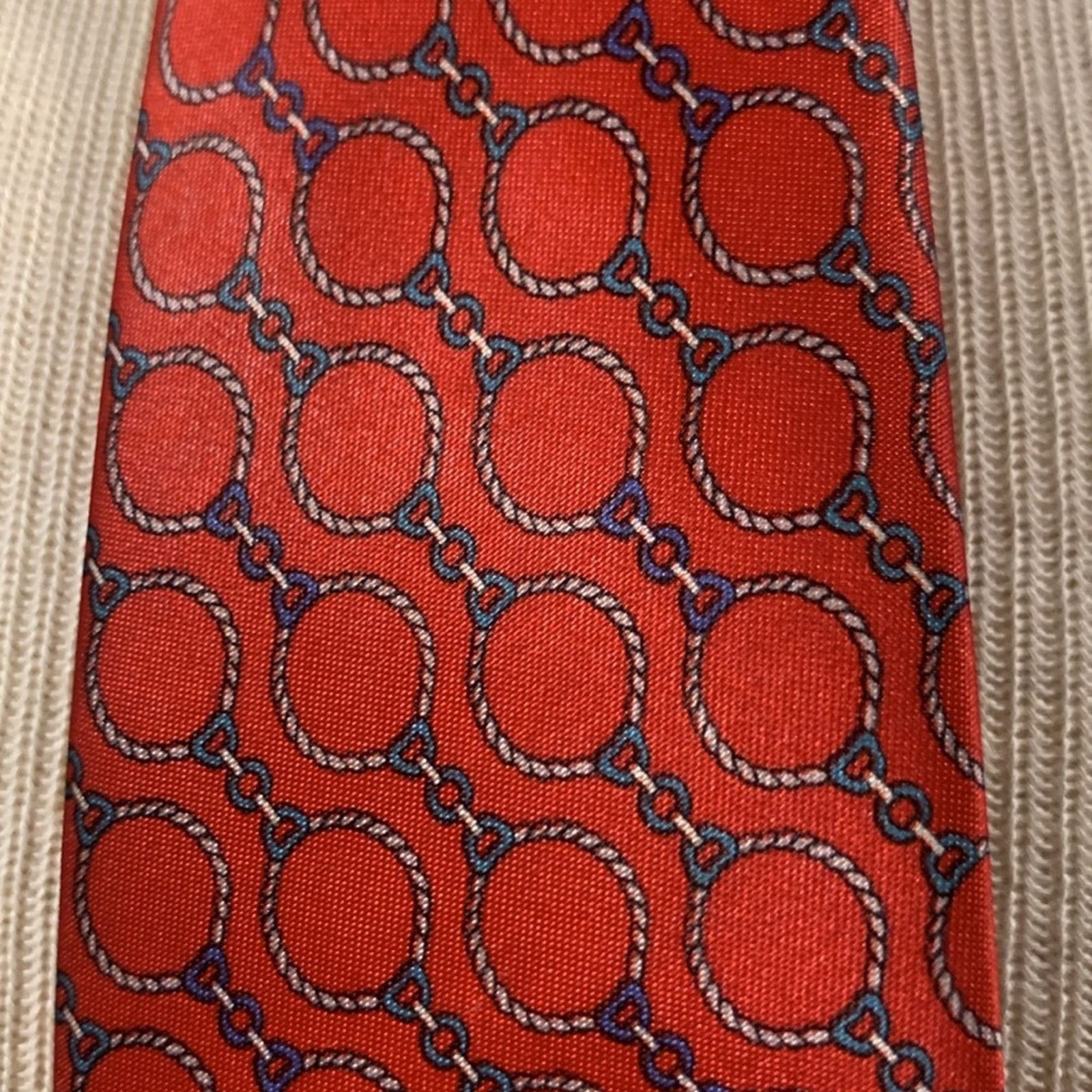 Vintage 70’s-80’s horsebit equestrian polo motifs tie,designer style Size ONE SIZE - 3 Thumbnail