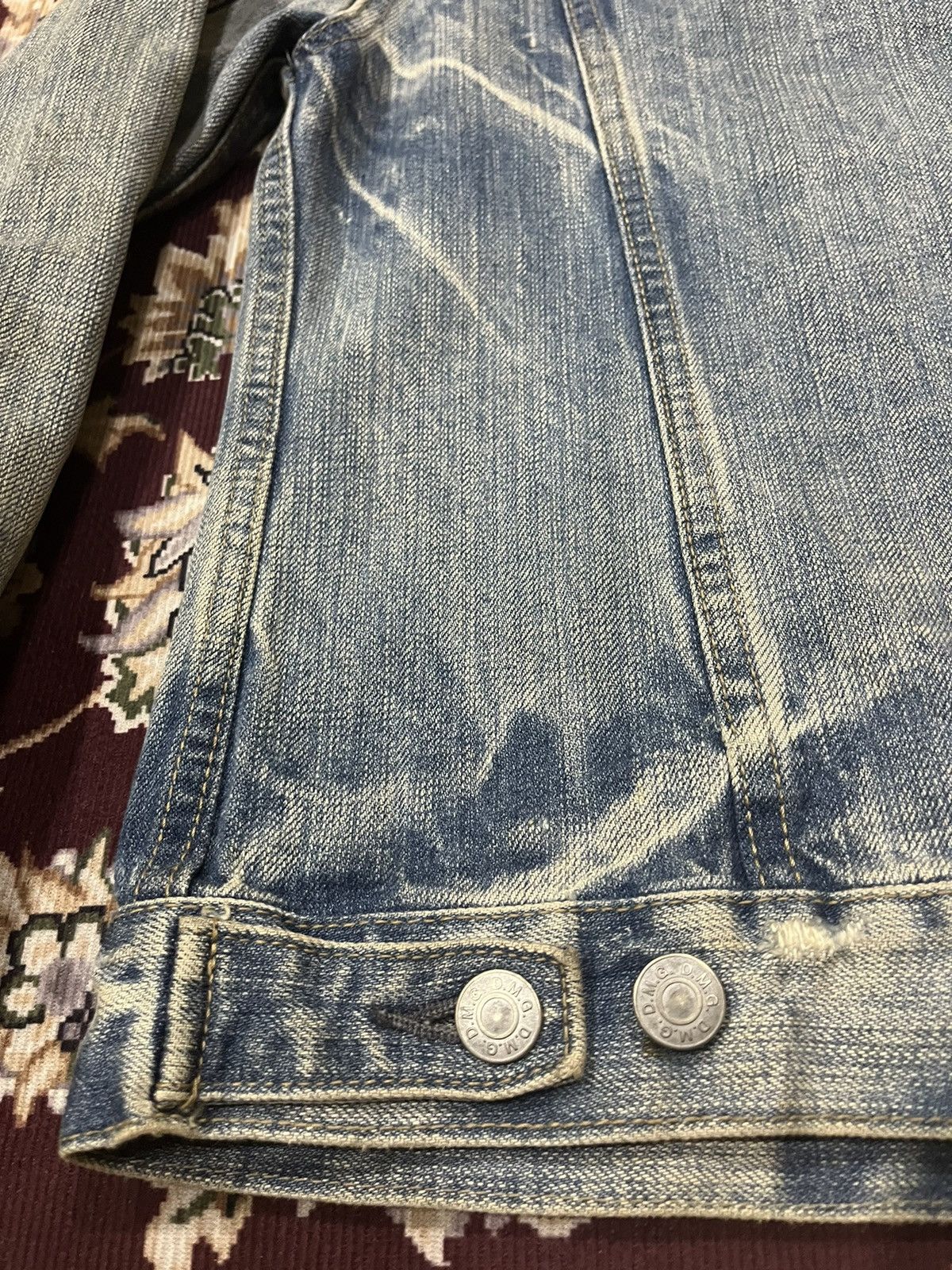 OMNIGOD Vintage Domingo Omnigod Distressed Stain Denim Jacket Size XS / US 0-2 / IT 36-38 - 18 Thumbnail