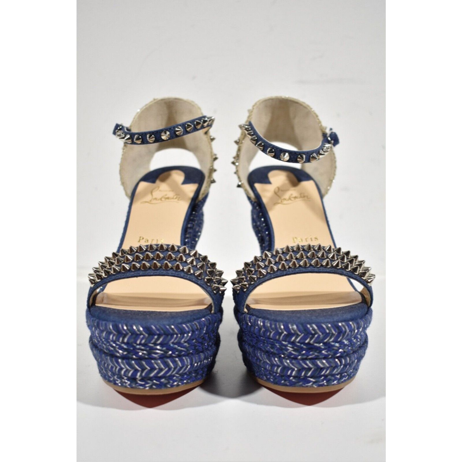 Christian Louboutin Madmonica 120 Blue Denim Platform Wedge Sandal Heel Pump 42 Size US 12 / IT 42 - 5 Thumbnail