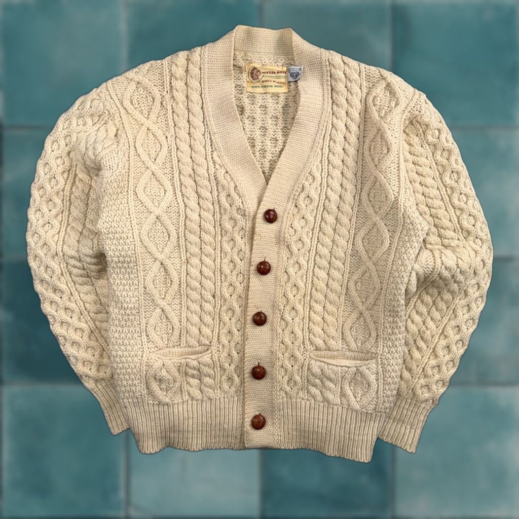 Vintage Bemidji Woolen Mills Yes Vintage Cardigan Crewneck? No — Actually: Bemidji VTG Woolen Mills Cream Cable Knit Cardigan Sweater Fisherman Boho 1970s Size US M / EU 48-50 / 2 - 1 Thumbnail