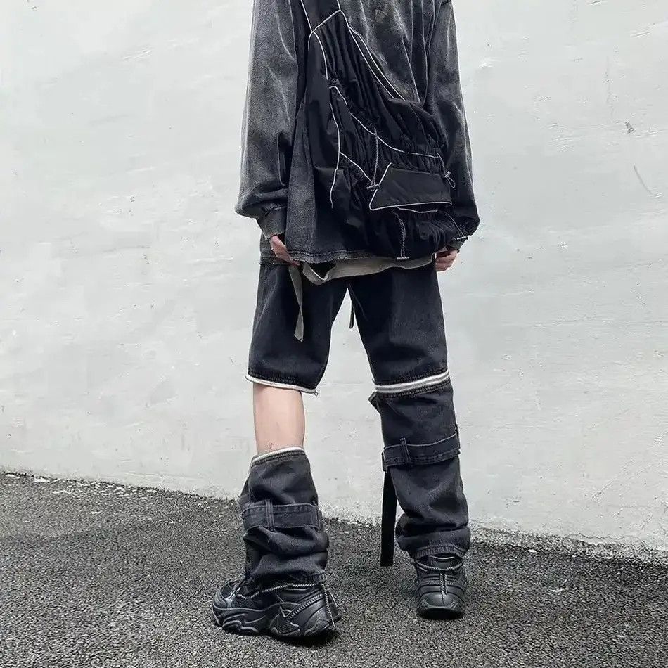 Japanese Brand Retro Detachable Zipper Wide Leg Cargo Pants Size US 34 / EU 50 - 5 Thumbnail