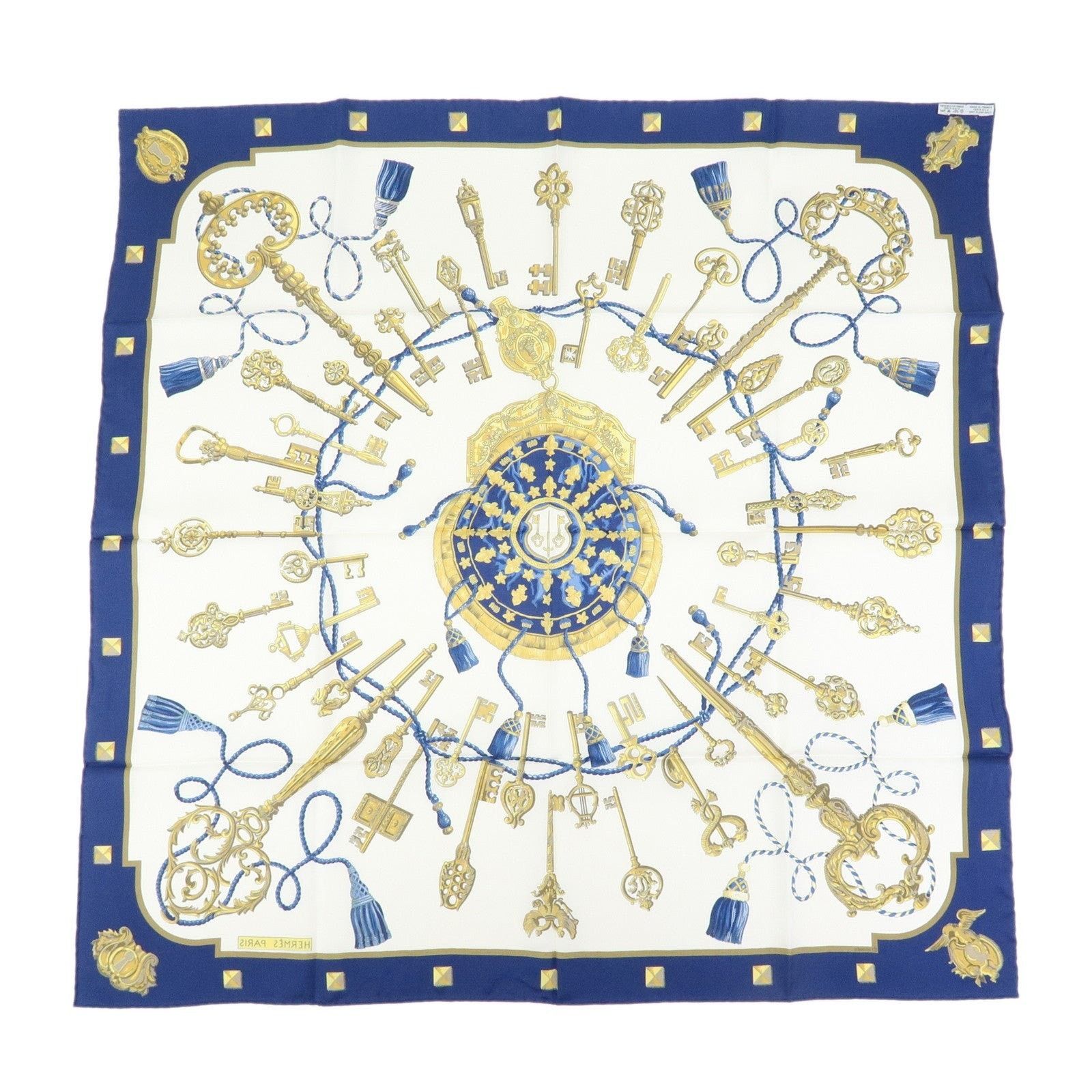 Hermes Hermes Carre 90 Les Cles Silk Scarf White Size ONE SIZE - 2 Thumbnail