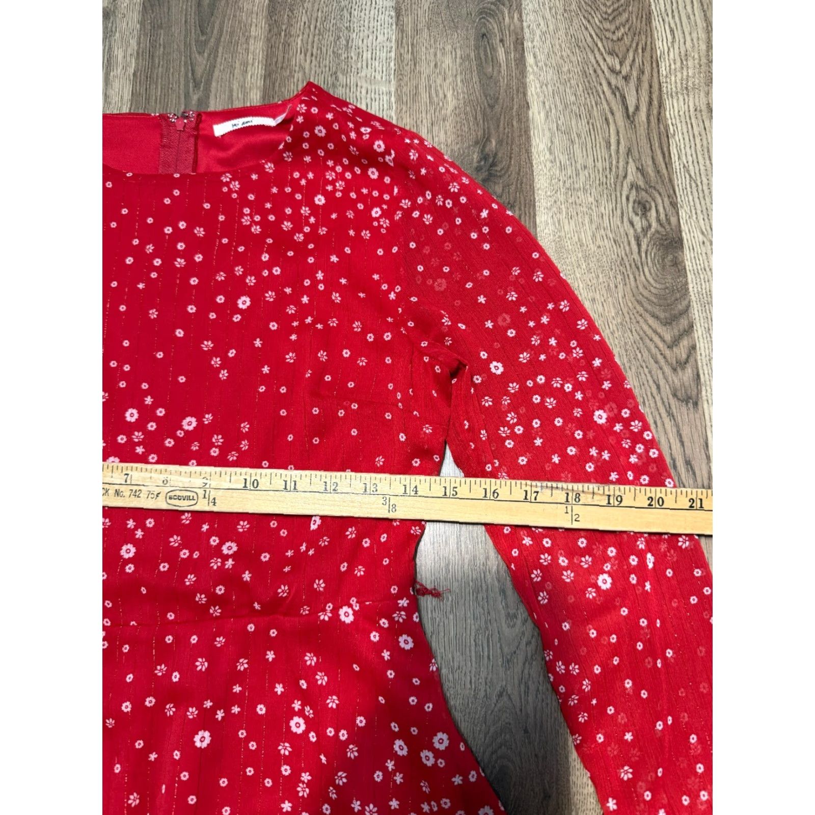 Vintage Mi Ami Dress Women's Size Small Red Floral Long Sleeve Ruffle Size S / US 4 / IT 40 - 3 Thumbnail