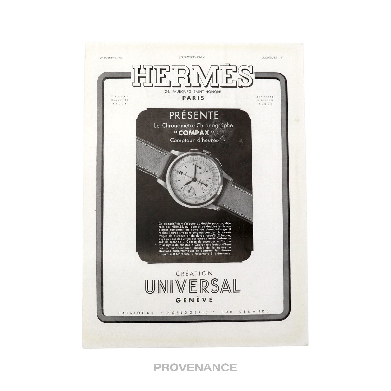 Hermes 🔴 Hermes Antique Vintage Newsprint Ad - Universal Watch Size ONE SIZE - 3 Thumbnail
