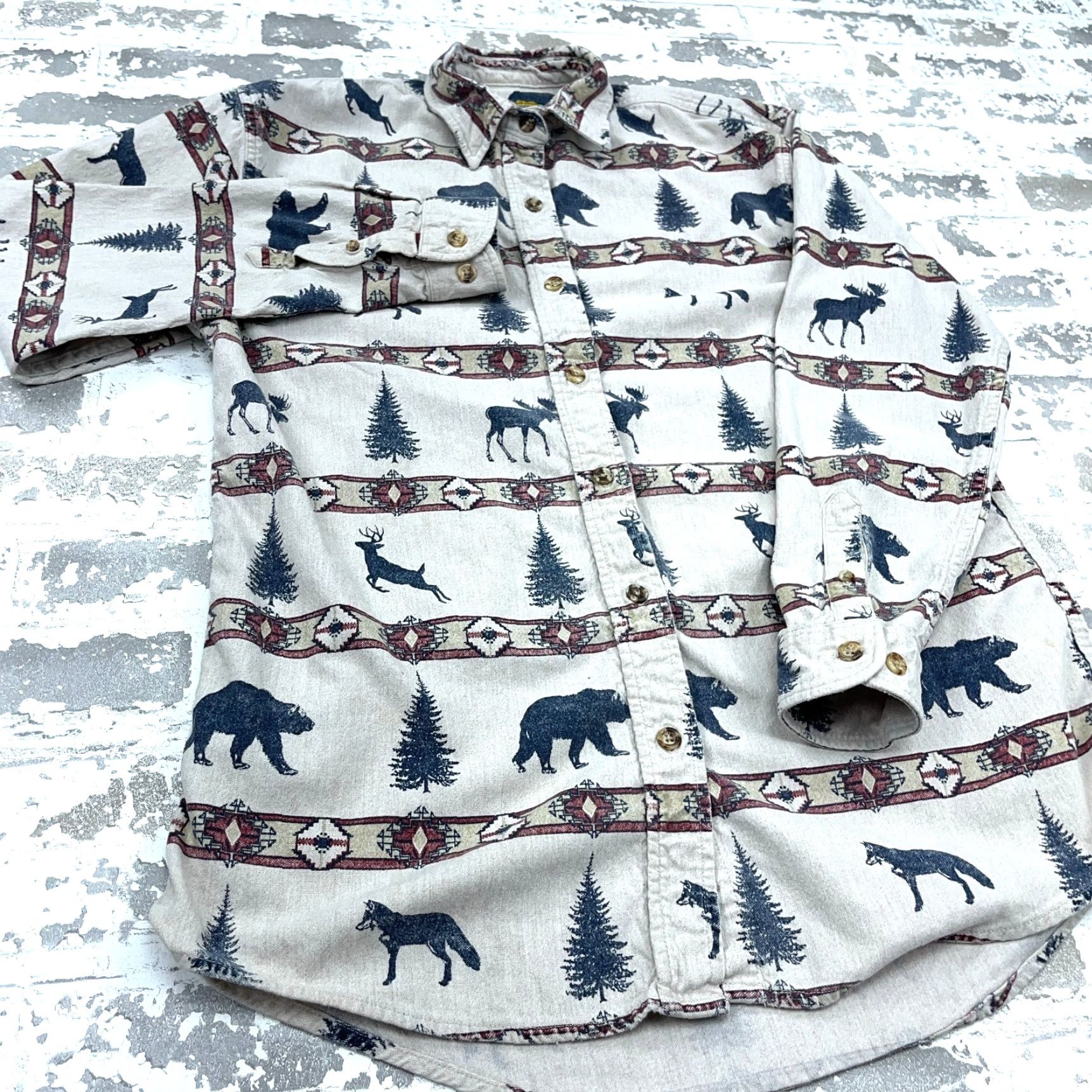 Vintage VINTAGE Cabela's Button-Up Shirt Women Large Geometric Flannel White Casual Mens Size L / US 10 / IT 46 - 5 Thumbnail