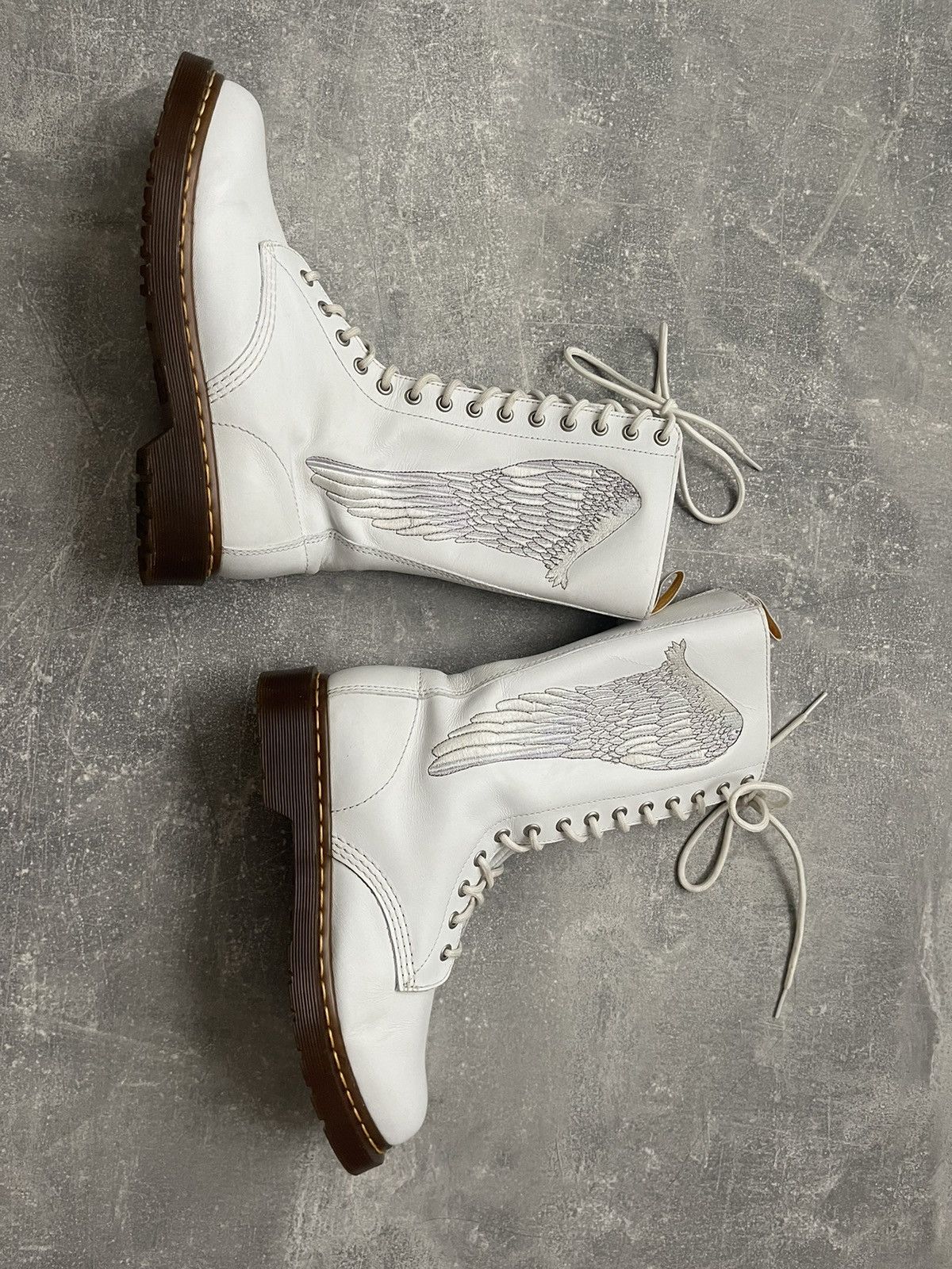 Dr. Martens Streetwear Vintage RARE Dr Doc Martens Celeste Angel wings 14 eye white boots Grailed