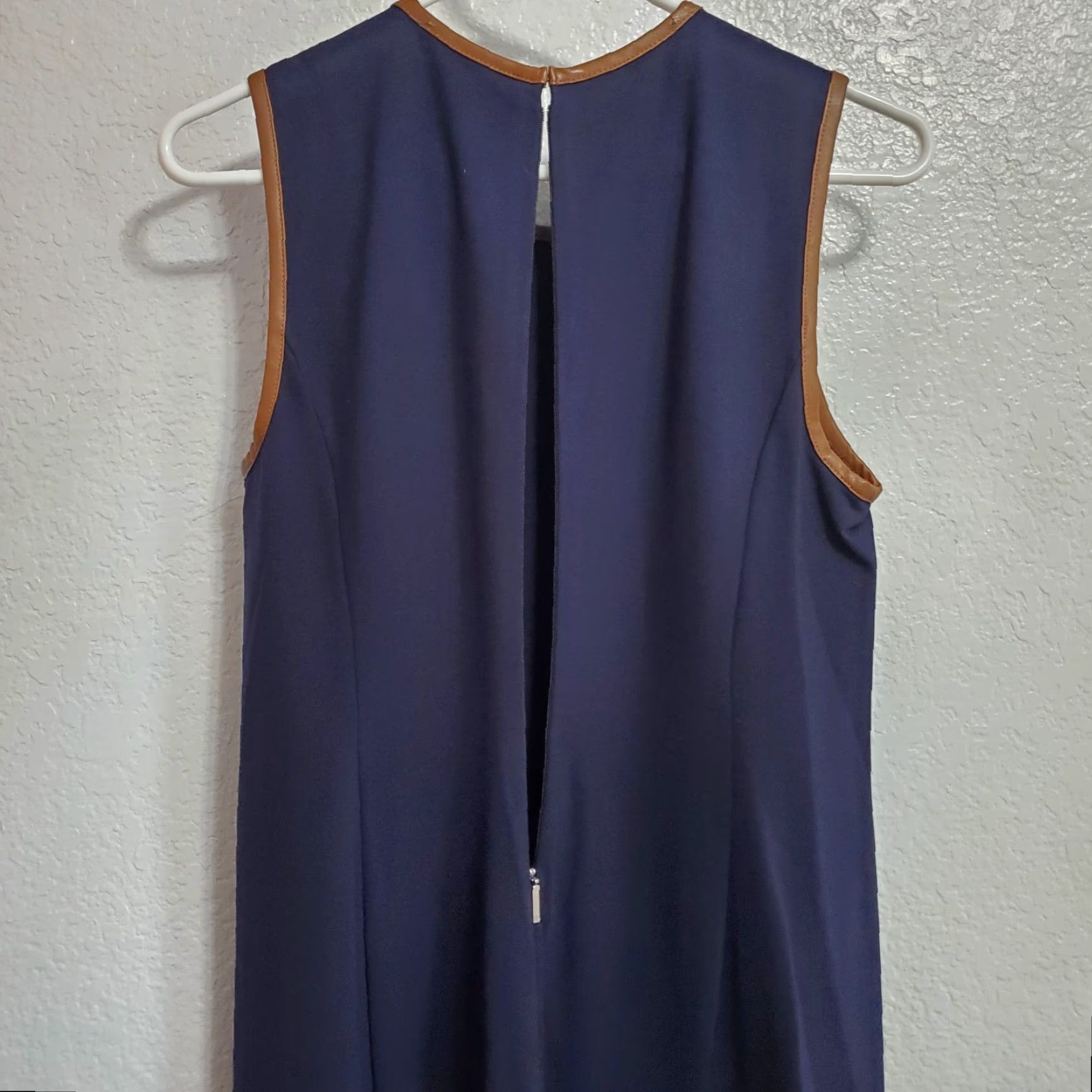 Ralph Lauren Lauren Ralph Lauren Dress Women M Navy Sleeveless Leather Trim Old Money FLAW Size M / US 6-8 / IT 42-44 - 7 Thumbnail