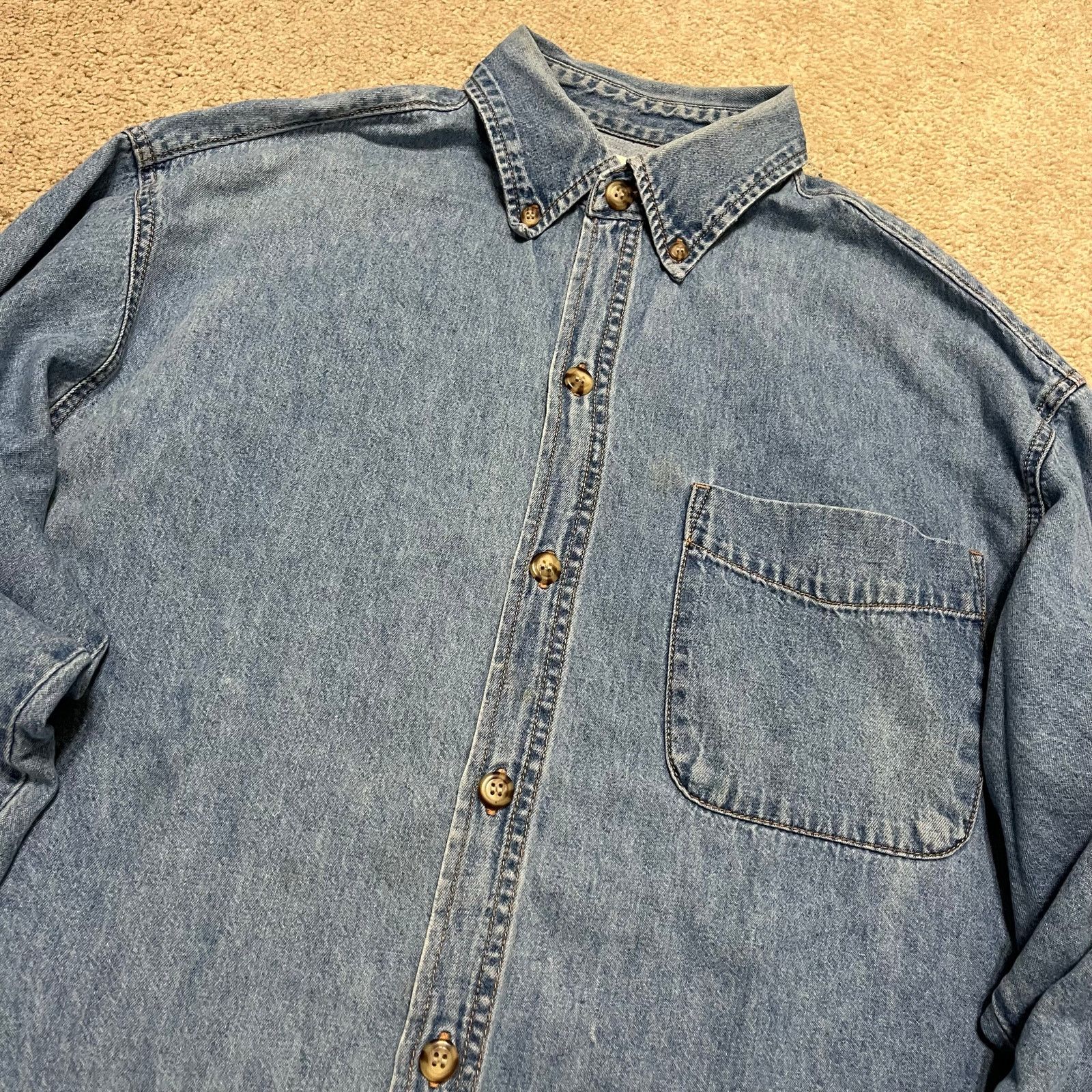 Other Vintage Union Bay Deep Faded Blue Denim Button Up Medium Size US M / EU 48-50 / 2 - 3 Thumbnail