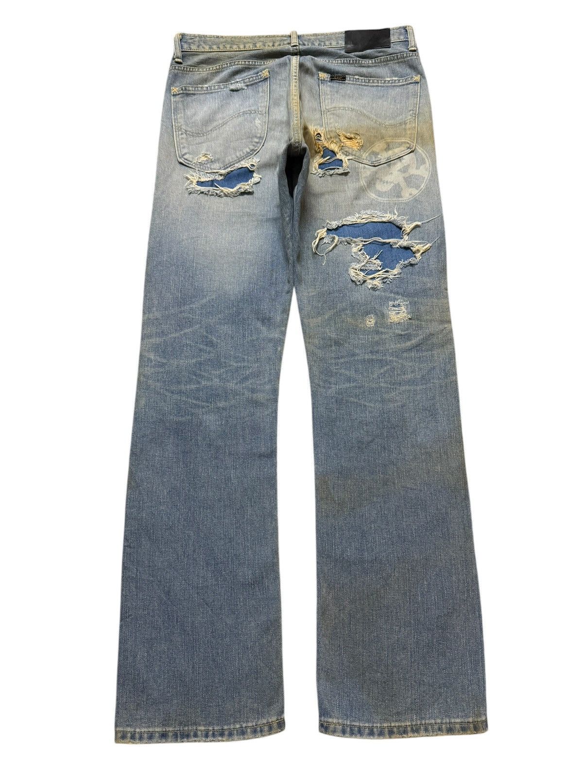 Lee Vintage 90s Lee Star Club Heavy Distressed Grunge Skull Logo Size US 31 - 2 Thumbnail
