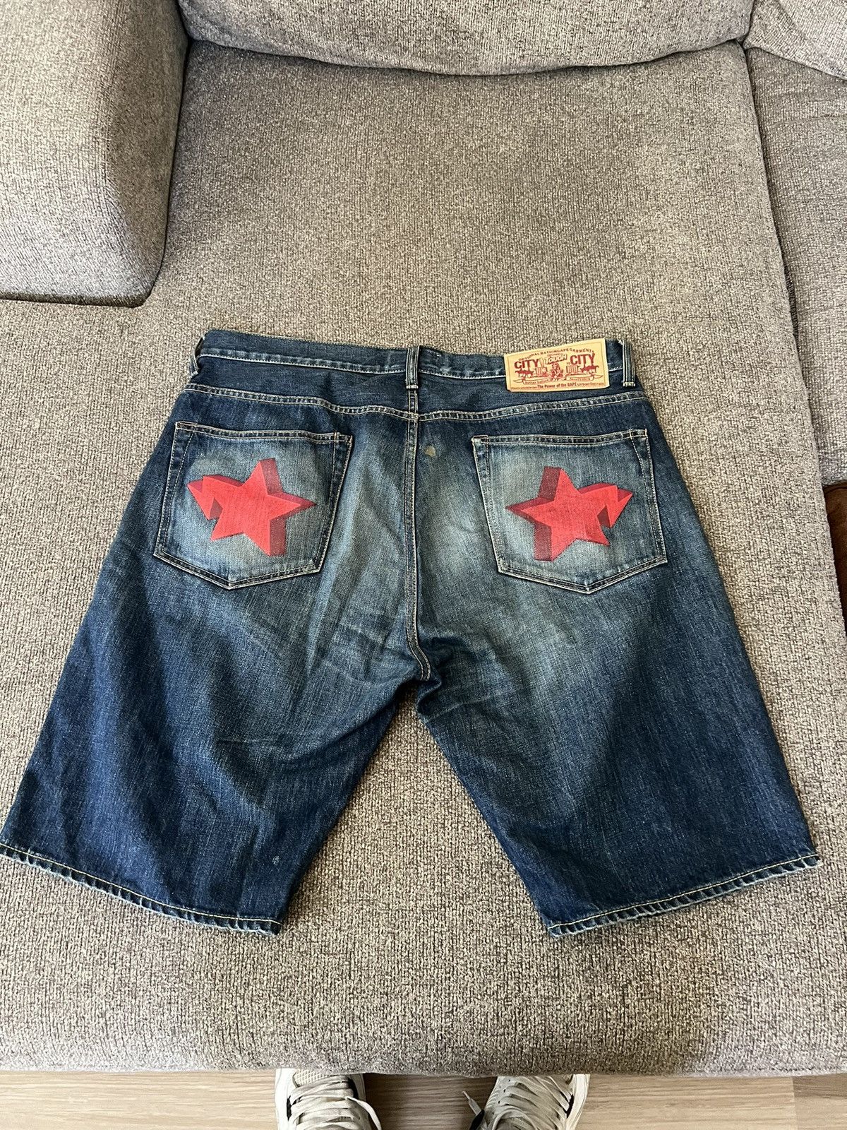 Bape jean shorts deals