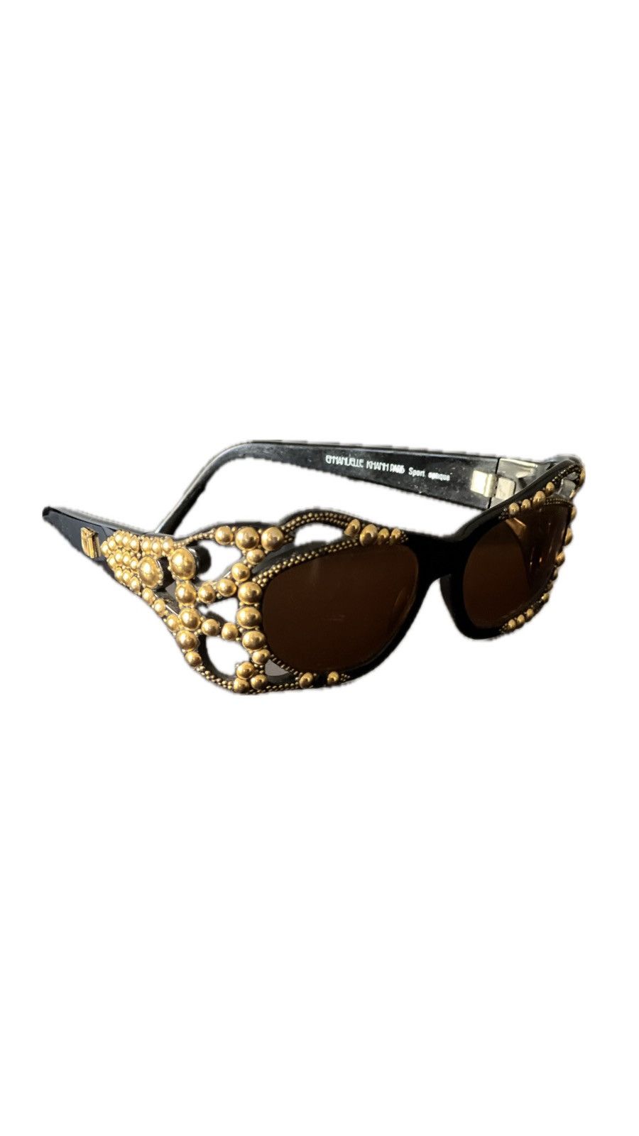 Emmanuelle Khanh Vintage Emmanuelle Khanh Golden Studded Sunglasses Size ONE SIZE - 1 Thumbnail