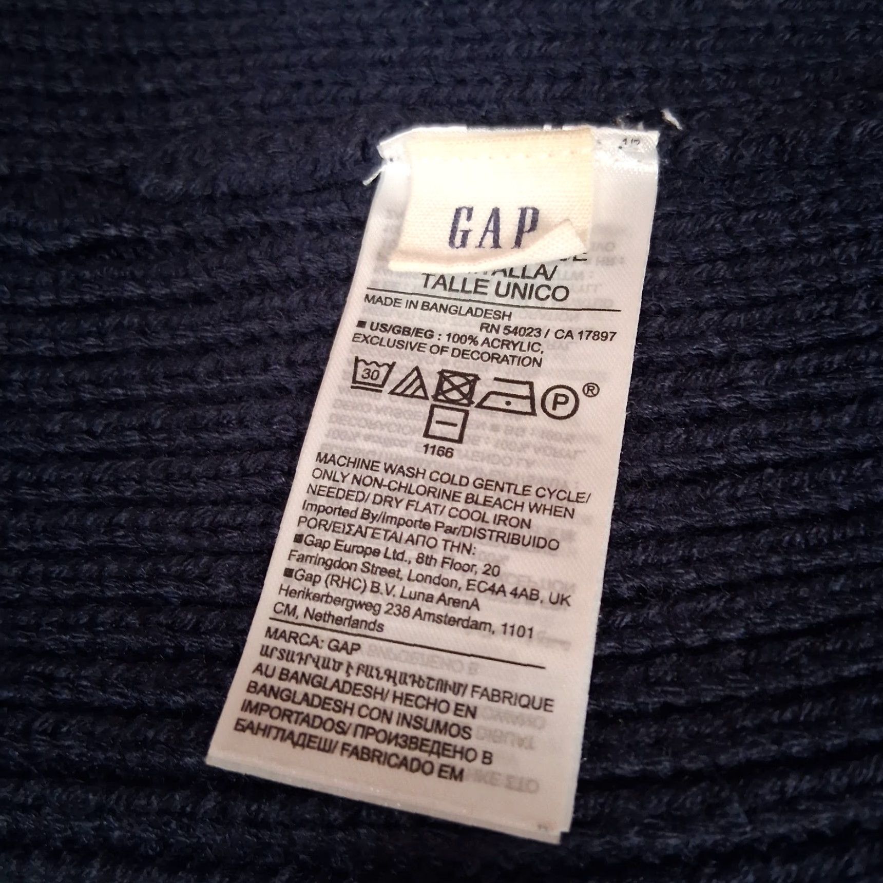Gap GAP Hat Navy Blue Knit Beanie Acrylic Unisex Adult One Size Size ONE SIZE - 4 Thumbnail