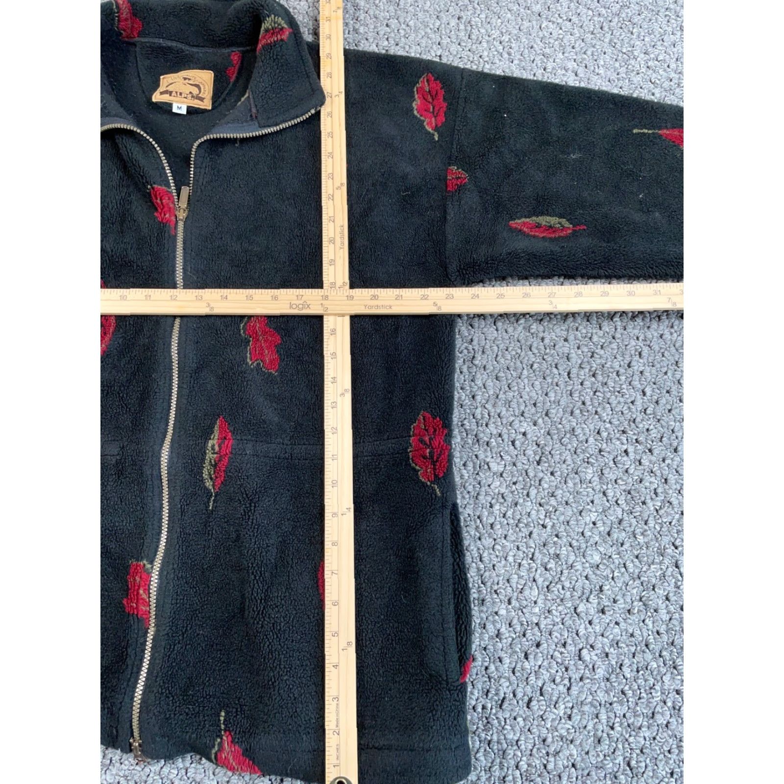 Vintage VTG Alps Leaf Pattern Fleece Zip Up Jacket Women's Medium Black Relaxed Fit Size M / US 6-8 / IT 42-44 - 5 Thumbnail