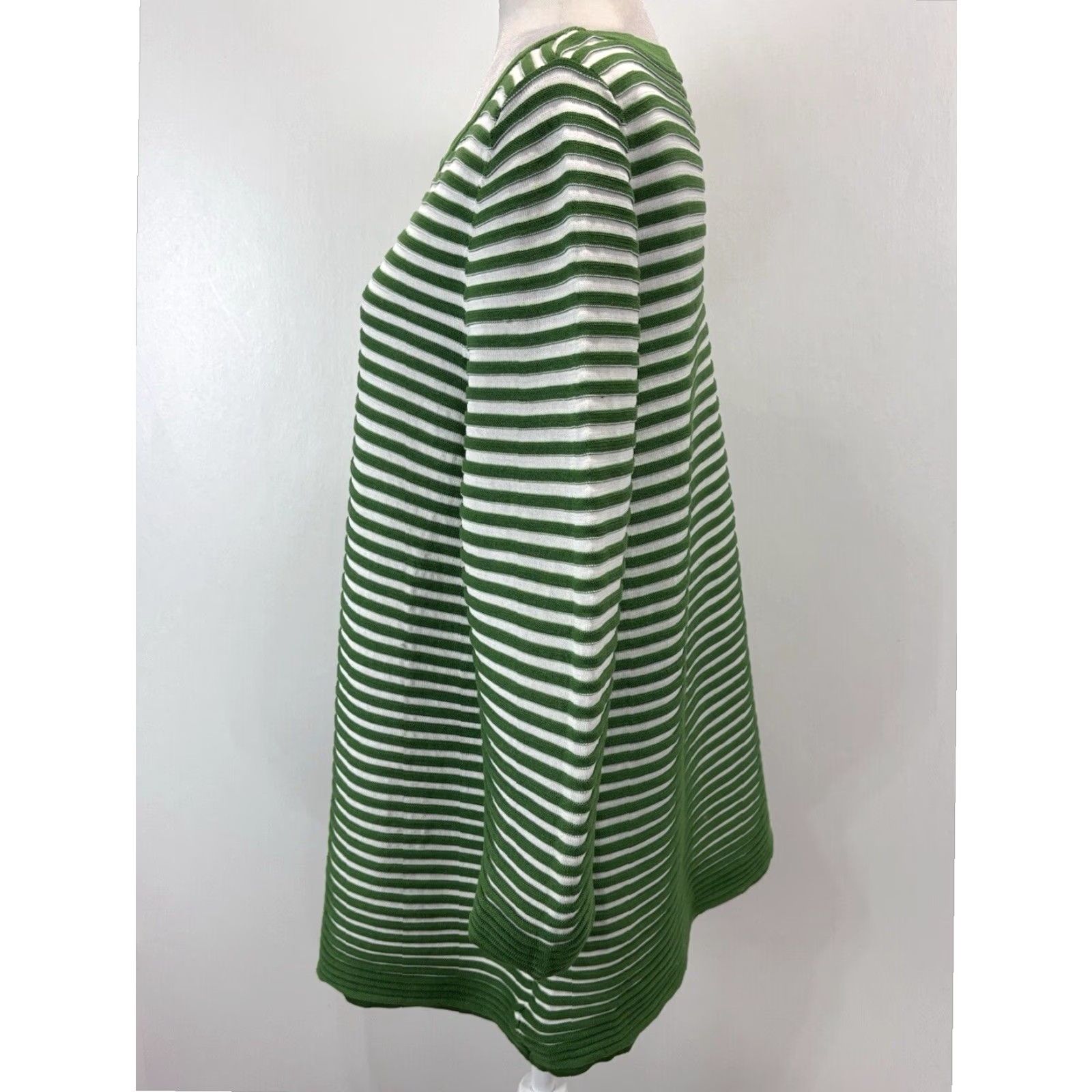 Cos COS Green White Striped Boxy Cotton Sweater Women's Large Pullover Size L / US 10 / IT 46 - 2 Thumbnail