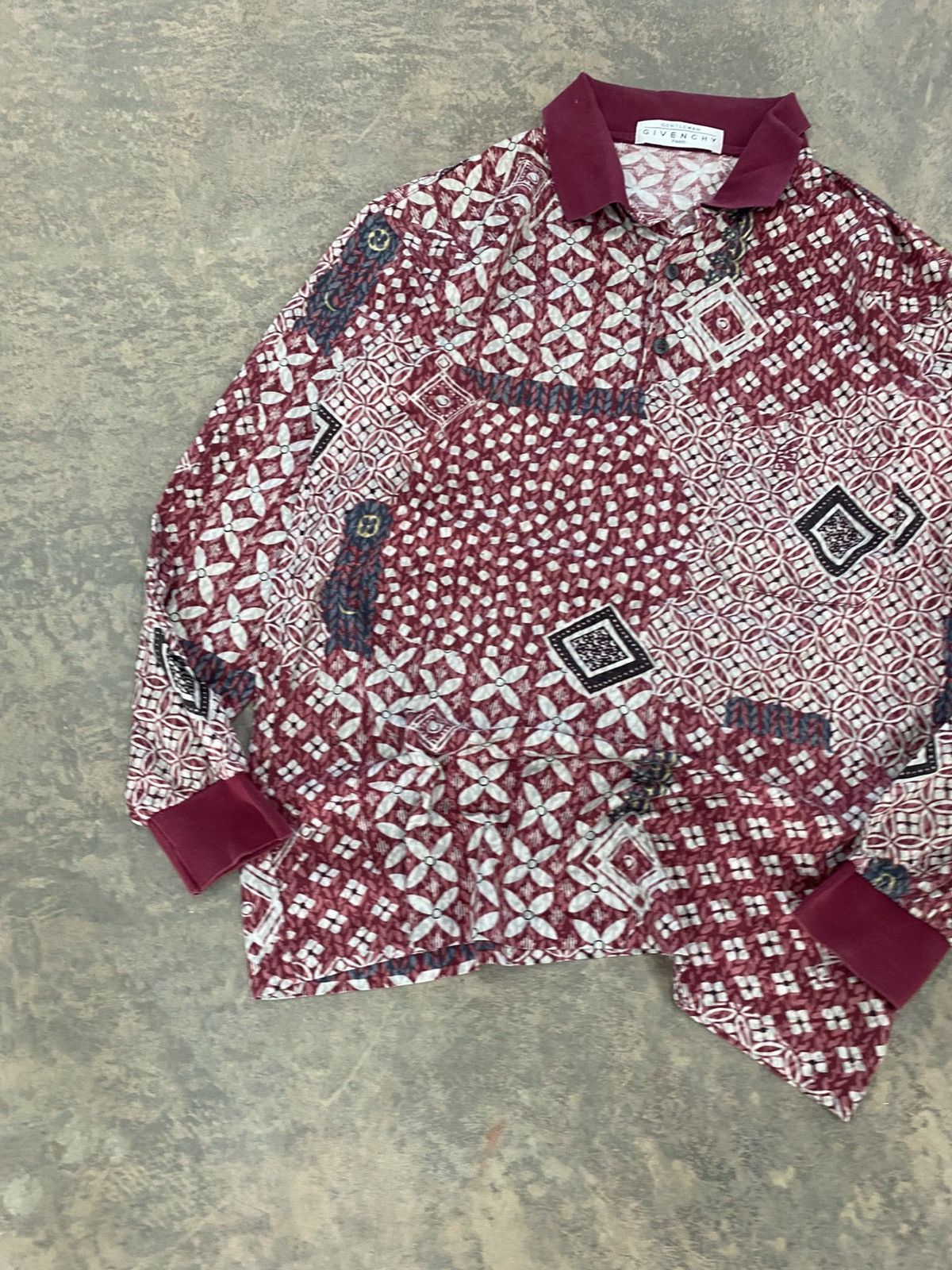 Givenchy 1990s -Givenchy Floral Polo Shirt Ls Longsleeve Designer Size US S / EU 44-46 / 1 - 3 Thumbnail