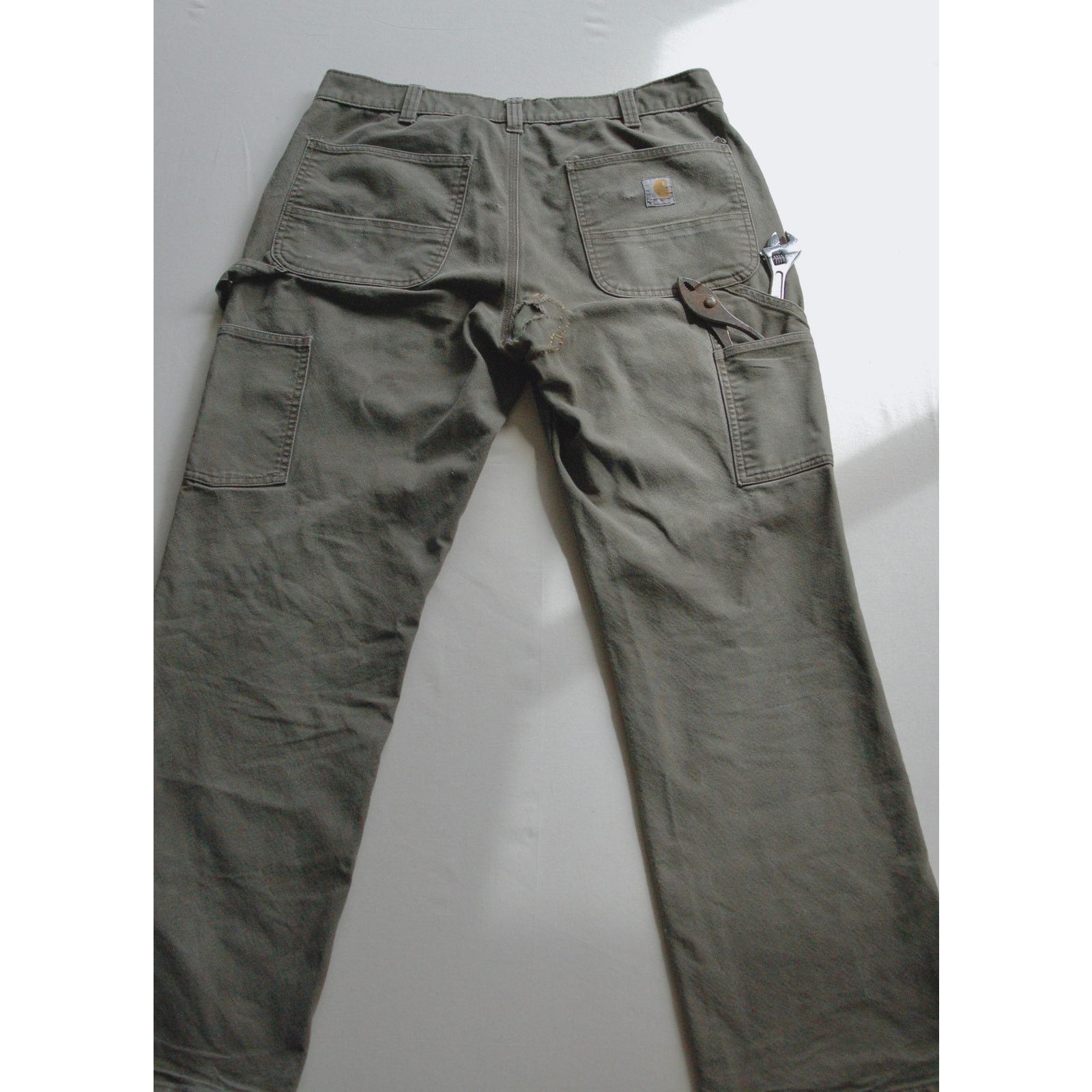 Carhartt Distressed Carhartt Duck Pants 34x32 Olive Honest Mending Size US 34 / EU 50 - 14 Thumbnail