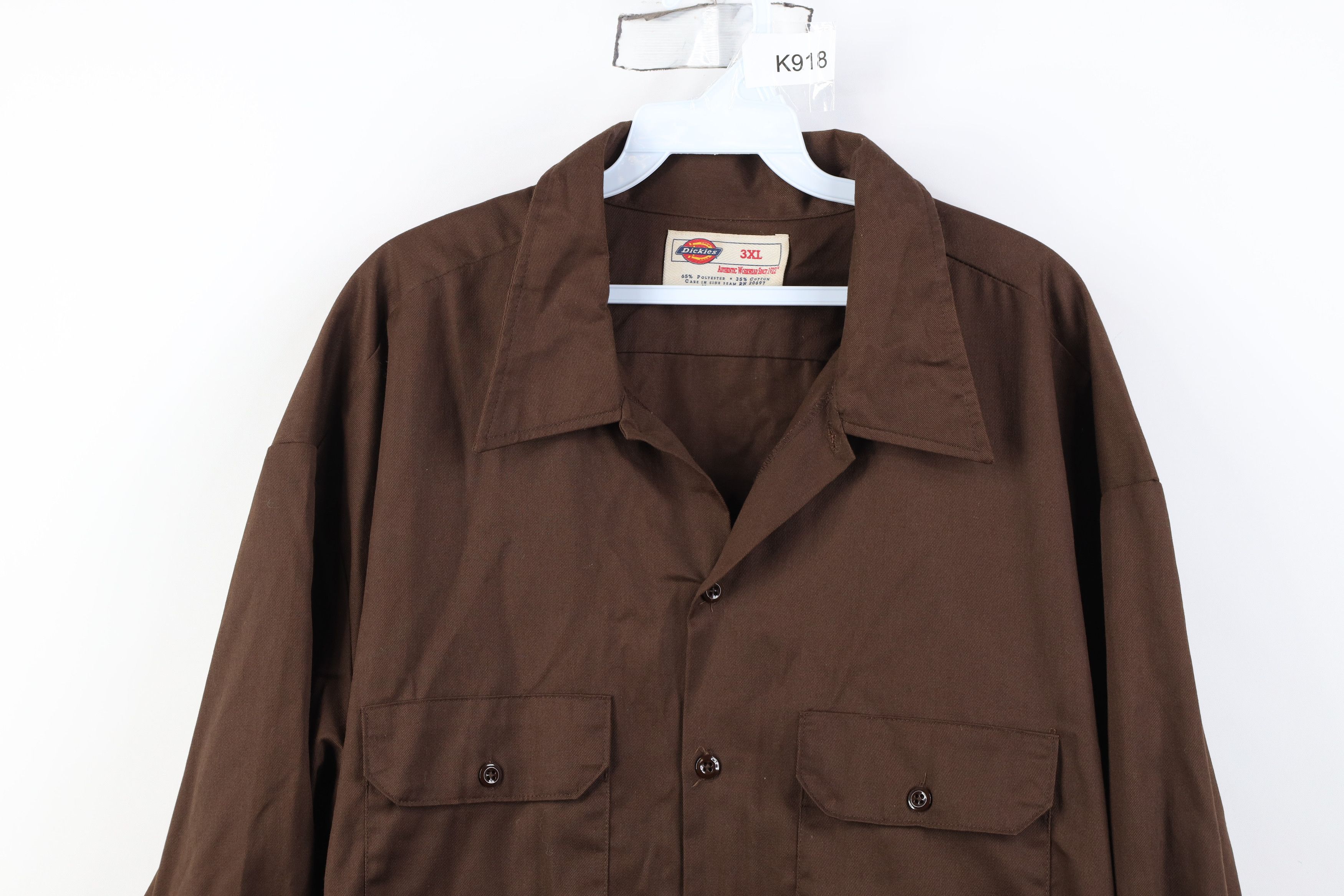 Dickies Vintage Dickies Spell Collared Button Shirt Brown Workwear Size US XXL / EU 58 / 5 - 2 Thumbnail