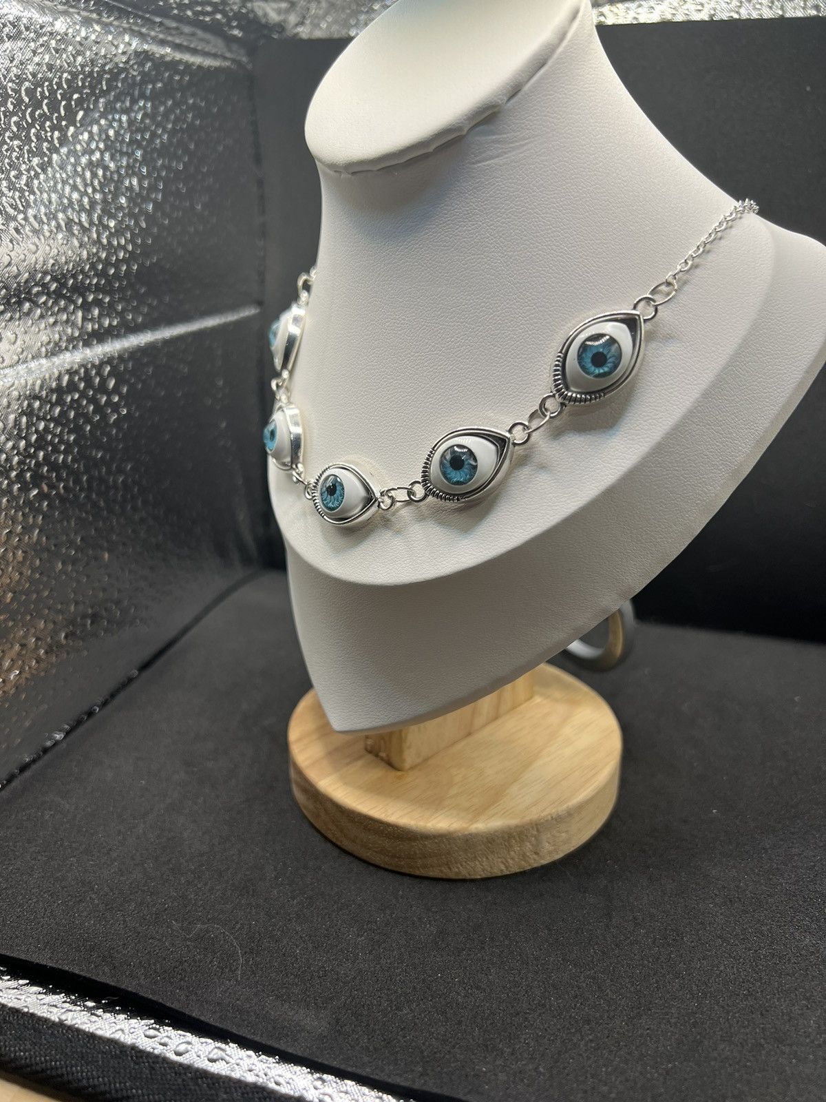 Handmade Evil eyes statement chain necklace Size ONE SIZE - 2 Thumbnail