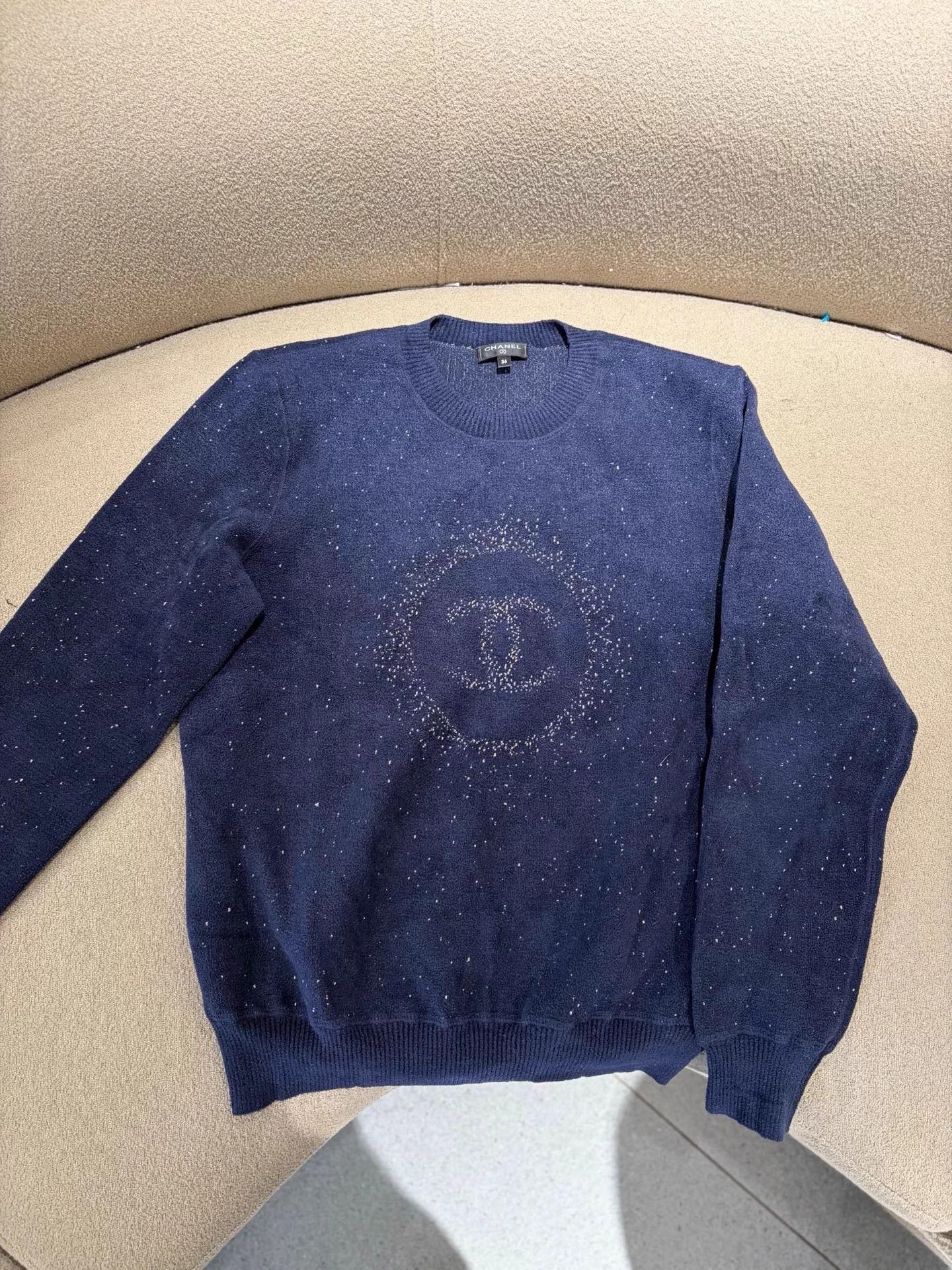 Chanel CHANEL Deep Blue Double C Star Knit Sweater 36 Size XS / US 0-2 / IT 36-38 - 1 Thumbnail