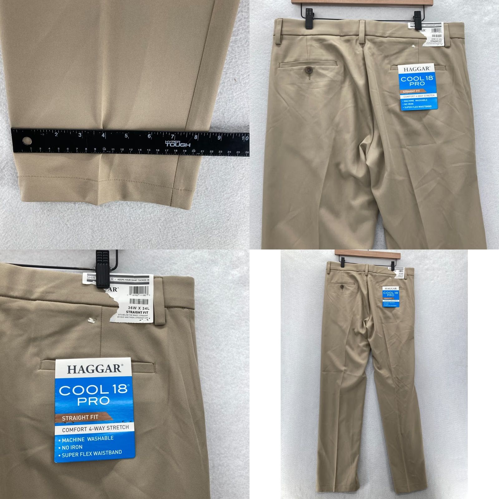 Haggar Haggar Cool 18 Pro Dress Pants Mens 36x34 Straight Fit Brown Stretch Waistband Size US 36 / EU 52 - 8 Thumbnail