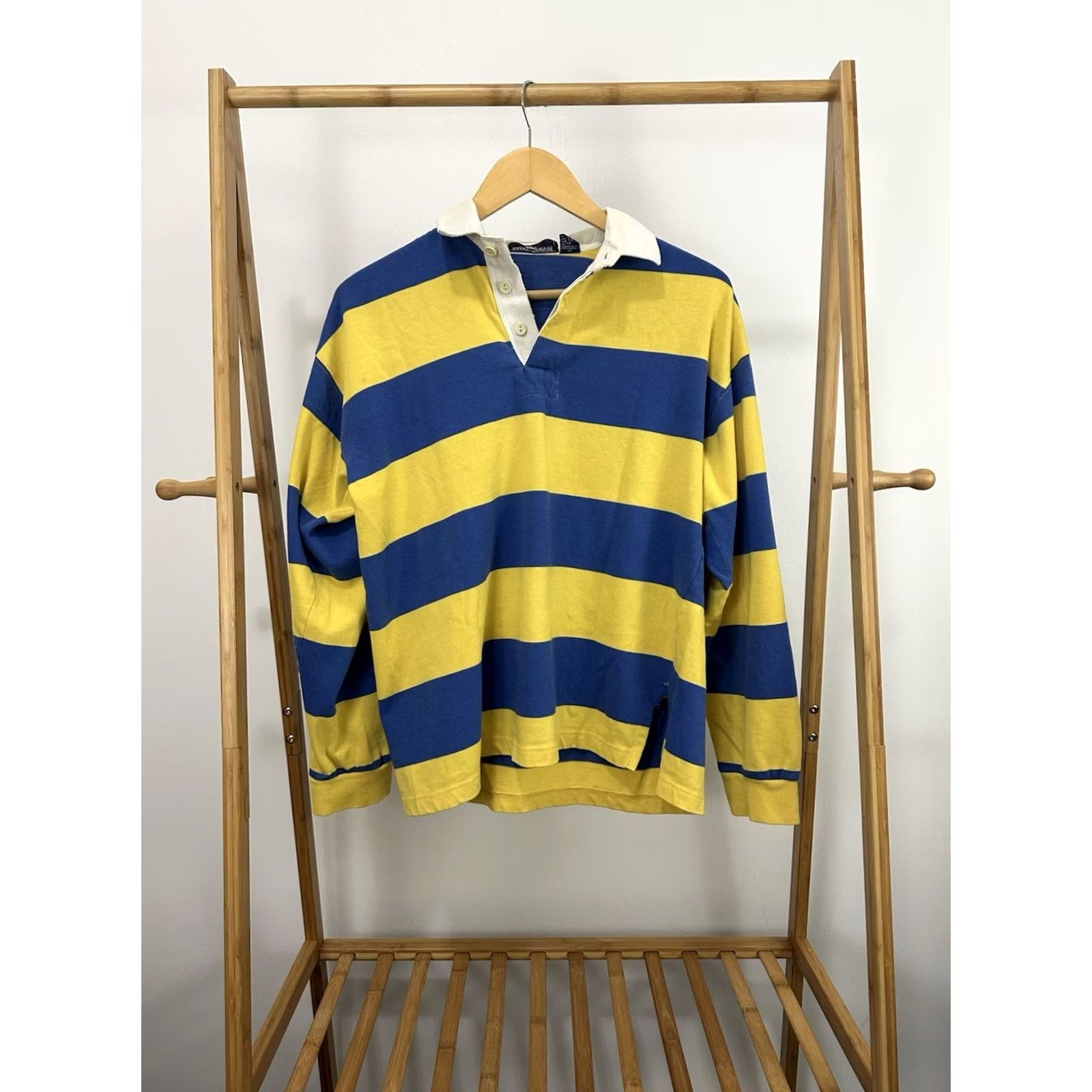 Vintage VTG 80s Steeplechase Yellow Blue Kanye Long Sleeve Polo Rugby Size L Mens Size US L / EU 52-54 / 3 - 2 Thumbnail