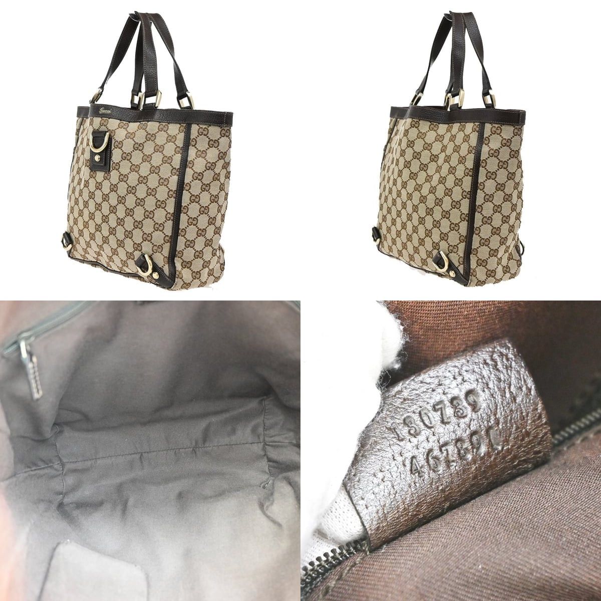Gucci GG Canvas Abbey D-ring Tote Brown