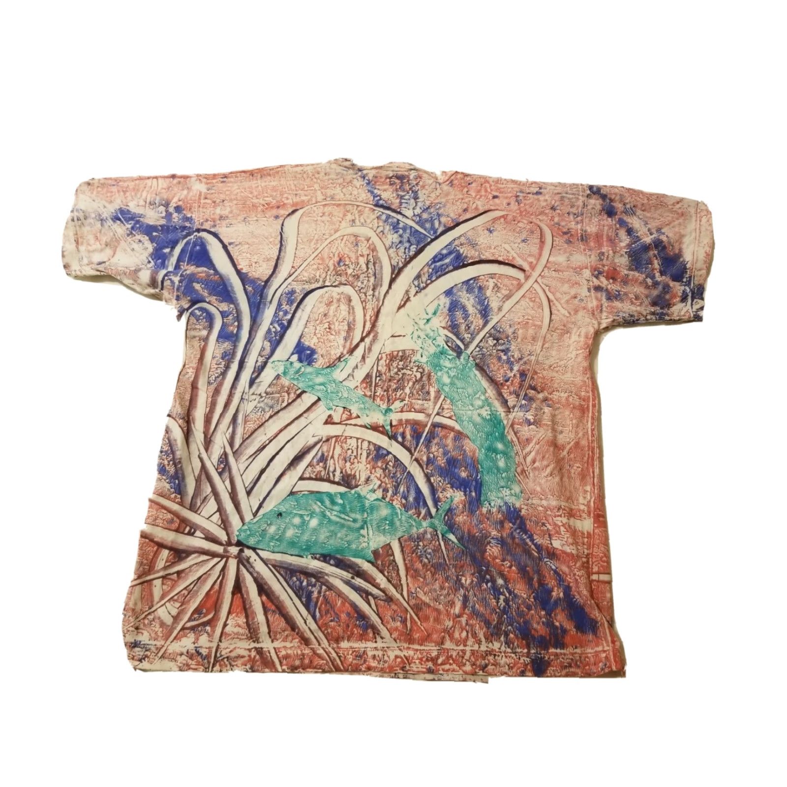Rainbow VINTAGE Surf Club Fish All Over Print T-Shirt Adult Large Beige Rainbow Mens Size US L / EU 52-54 / 3 - 2 Thumbnail