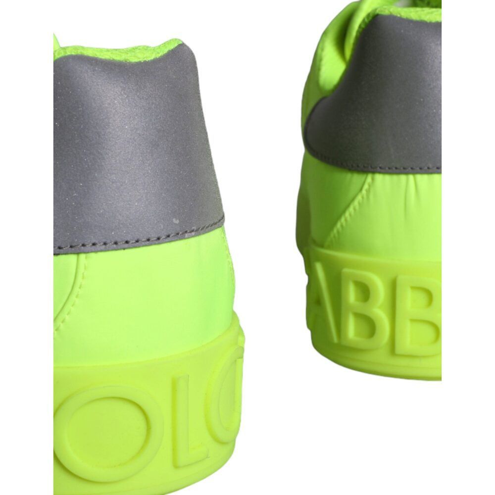 Dolce Gabbana Neon Green Logo Tape Low Top Sneakers Shoes