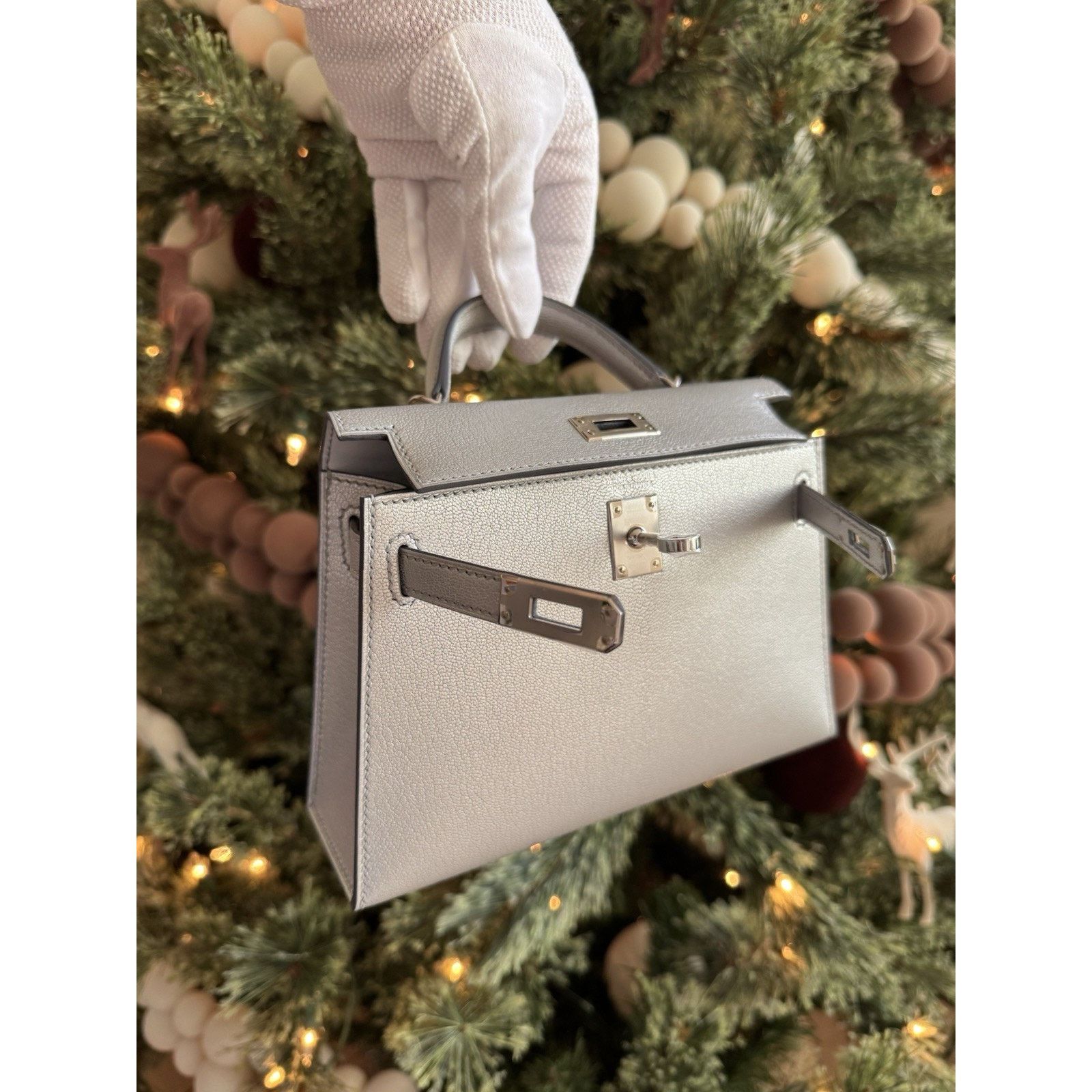 Hermes Mini Kelly 20 Sellier Argent Chevre Chamkilight Palladium Size ONE SIZE - 10 Thumbnail