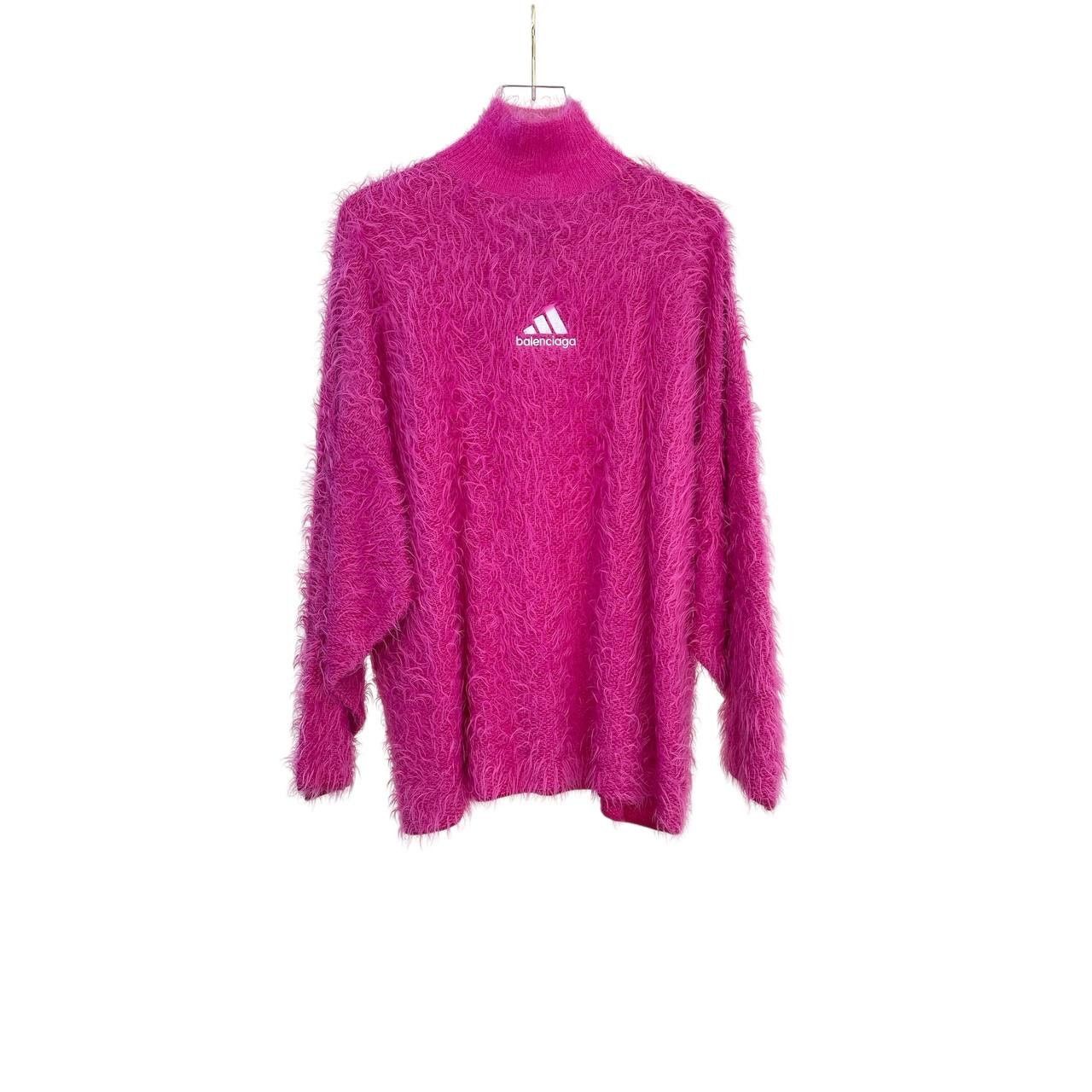 Balenciaga Balenciaga Bright Pink Knit High Collar Tunic Sweater Sz.L Size L / US 10 / IT 46 - 1 Thumbnail