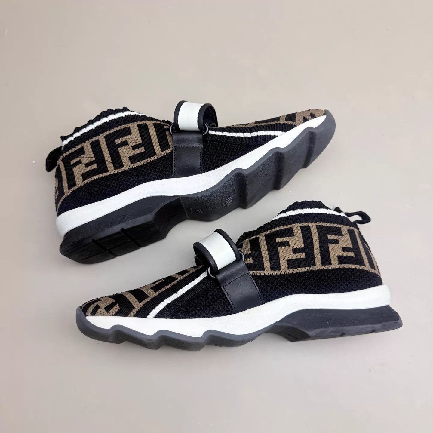 Fendi Fendi Black & Brown Allover Knit Sock Shoe 37 99 New Size US 6.5 / IT 36.5 - 5 Thumbnail