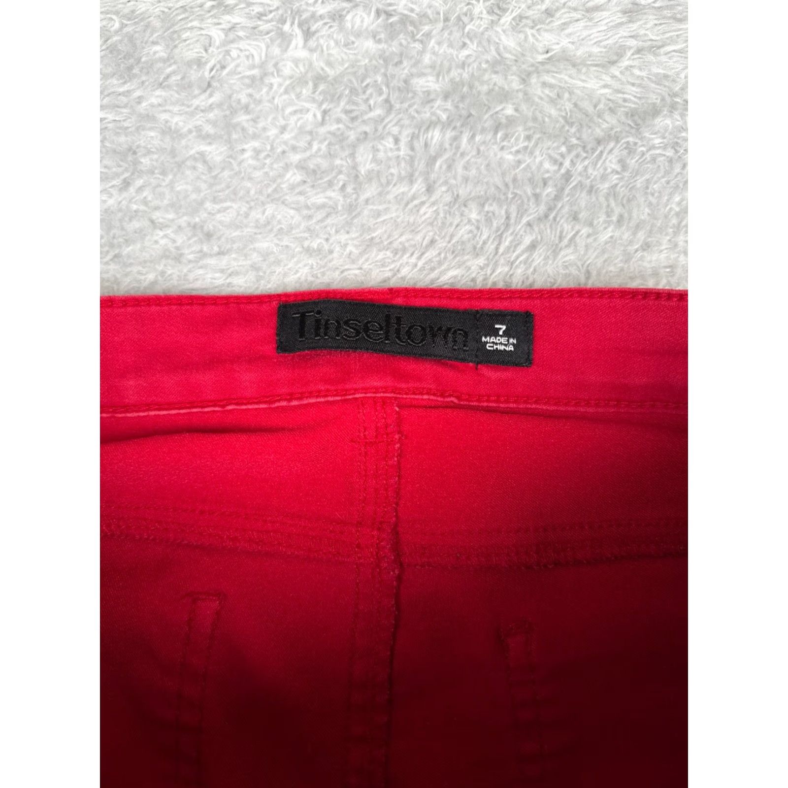 Vintage Tinseltown Juniors 7 Red Denim Jeans Skinny Mid Rise 29x27 Womens Size 28" / US 6 / IT 42 - 6 Thumbnail
