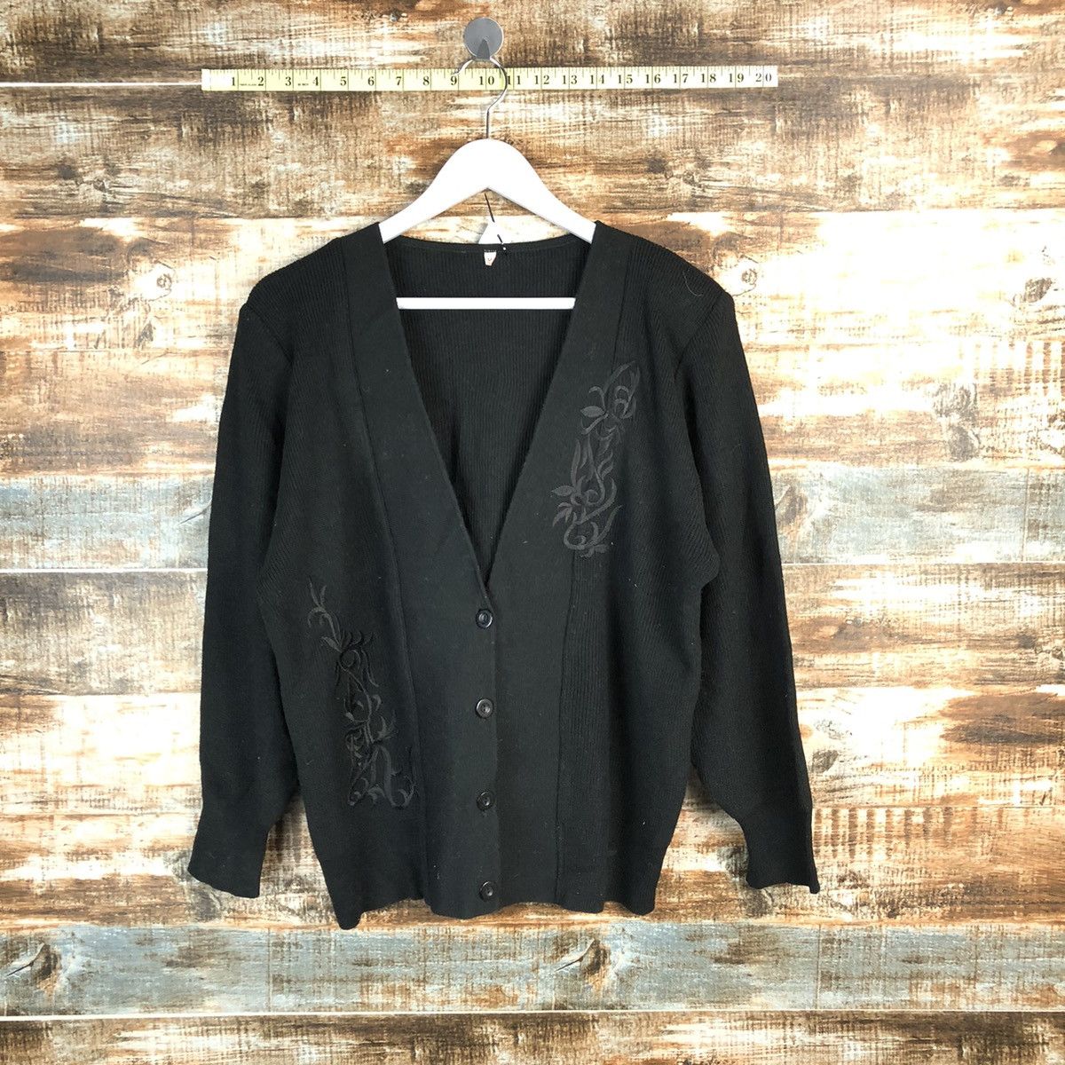 Homespun Knitwear × Japanese Brand Japan art Black Cardigan Knitwear #A1669 Size M / US 6-8 / IT 42-44 - 1 Thumbnail