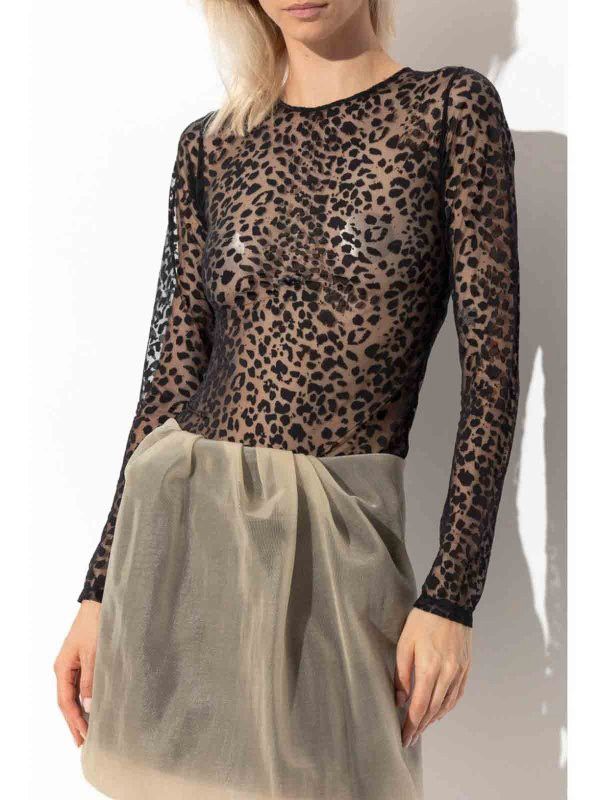 Alexander McQueen o1srvl11e0226 Leopard Devoré Top In Multicolor Size L / US 10 / IT 46 - 2 Thumbnail