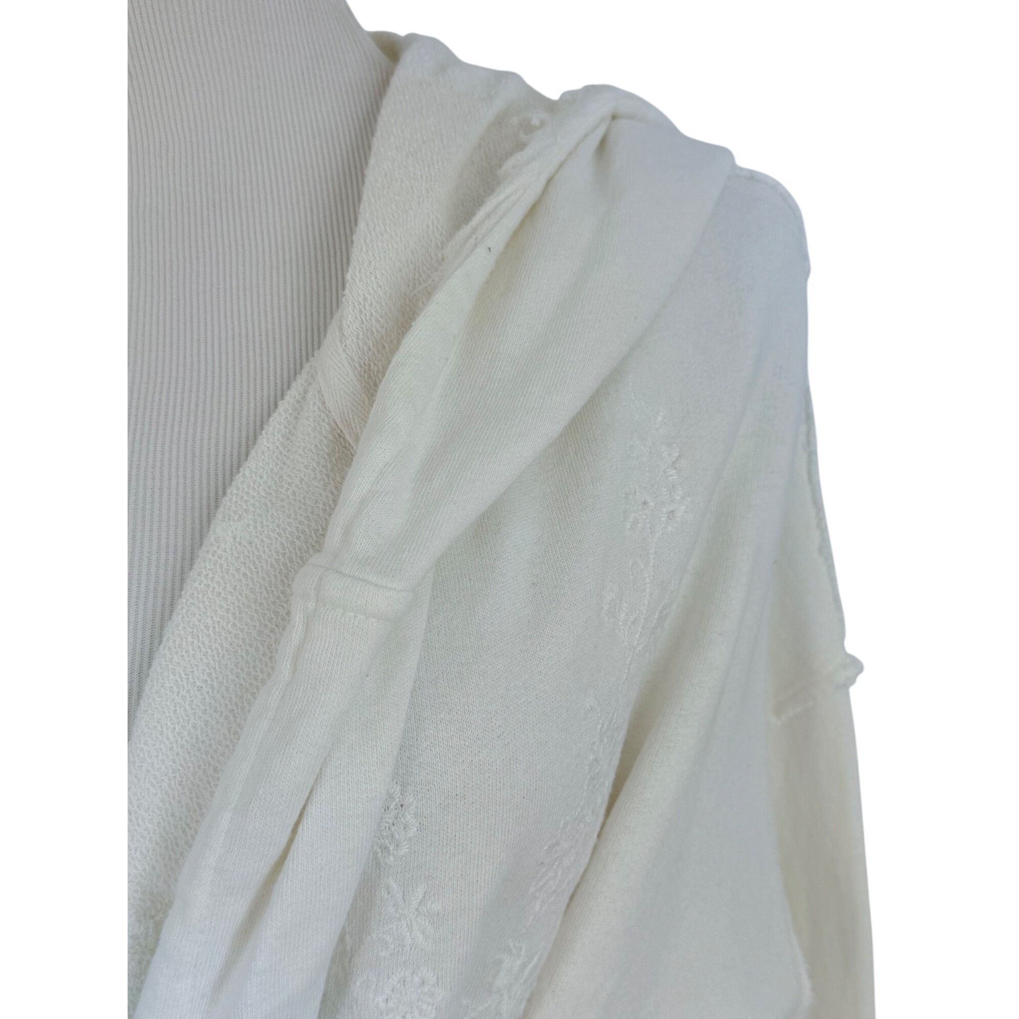 Free People Free People Ivory French Terry Relaxed Hooded Wrap Cardigan Size XS / US 0-2 / IT 36-38 - 5 Thumbnail