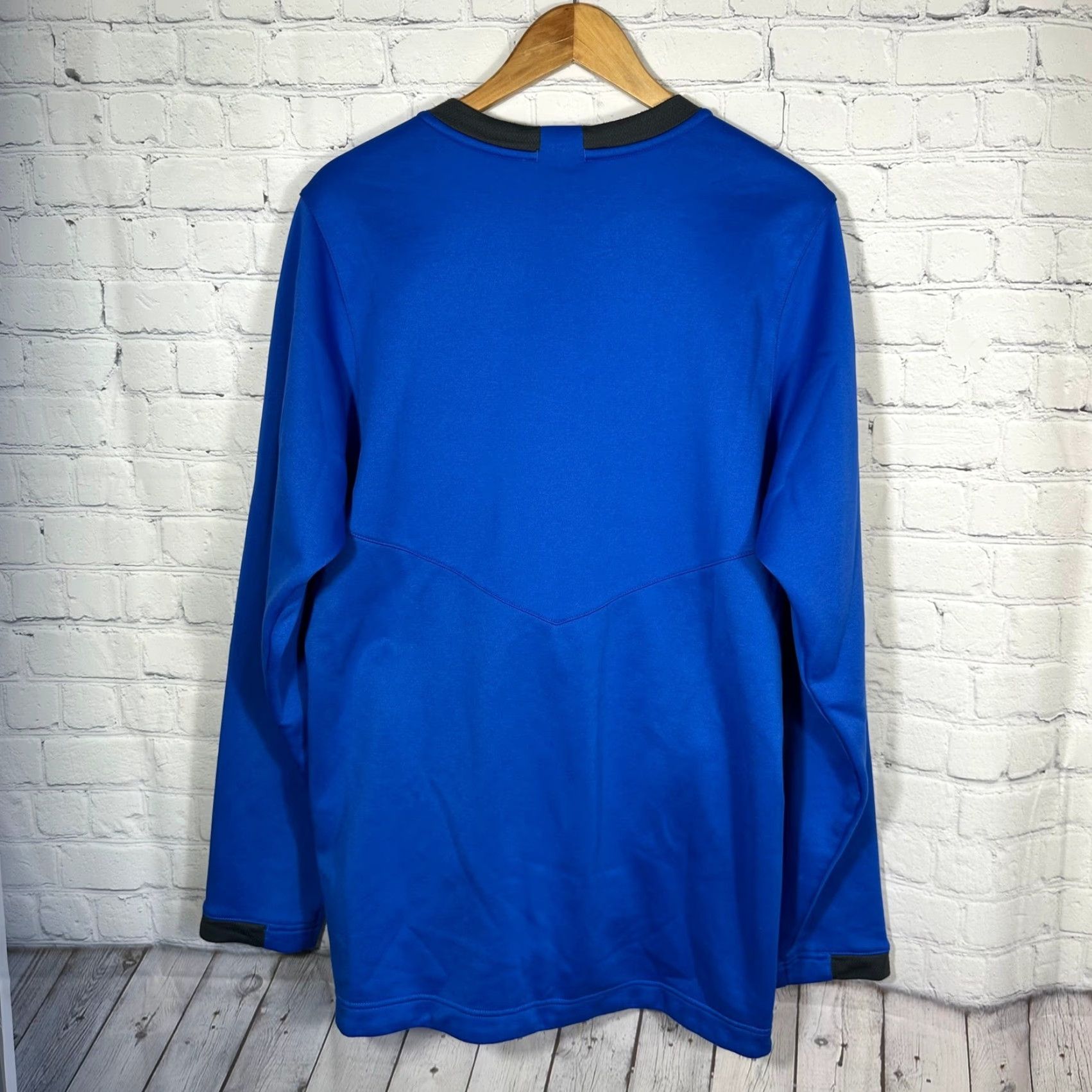 Nike Nike Baseball Mens Large Blue Grey Long Sleeve V-Neck Pullover Training Top Size US L / EU 52-54 / 3 - 5 Thumbnail