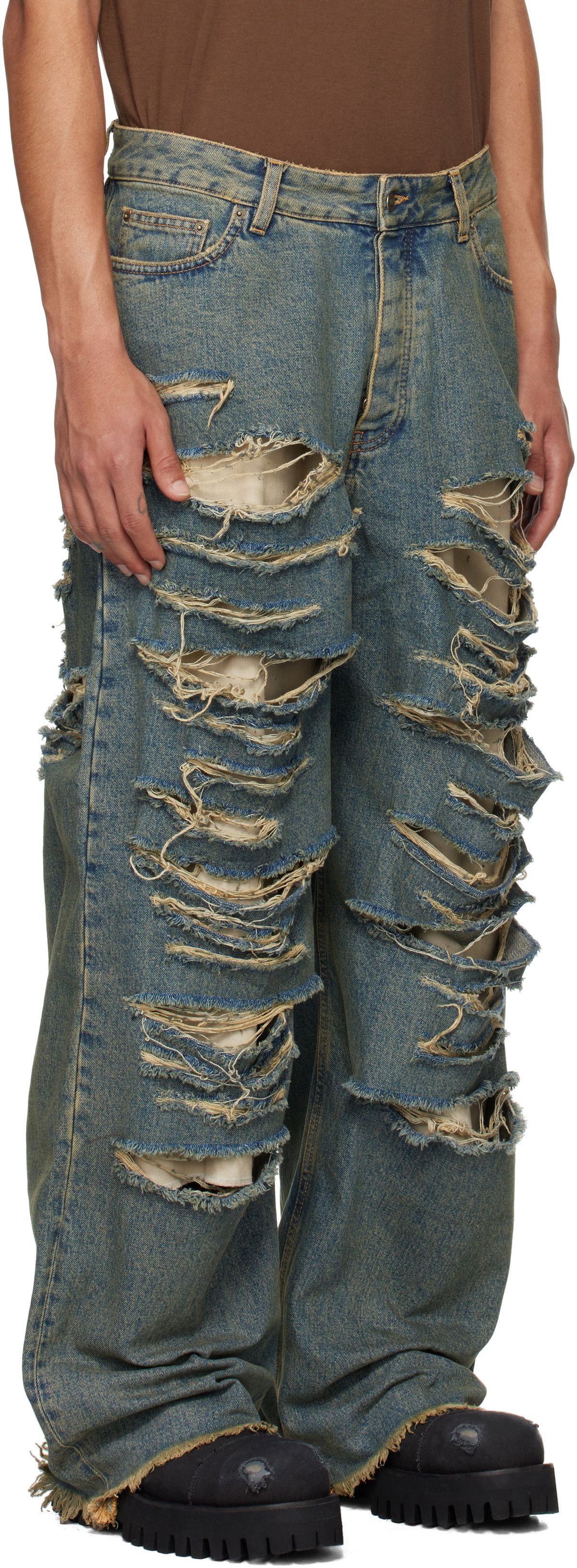 424 424 Big Daddy Ripped Denim Jeans Size US 40 / EU 56 - 4 Thumbnail