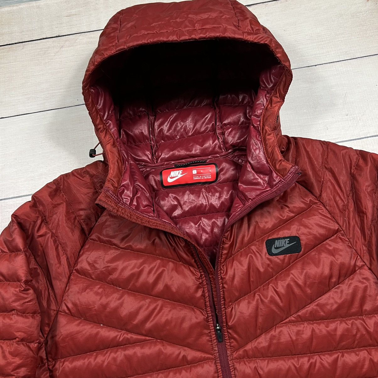 Nike Nike Puffer Down Jacket Tech Fleece Red Burgundy Size US L / EU 52-54 / 3 - 4 Thumbnail