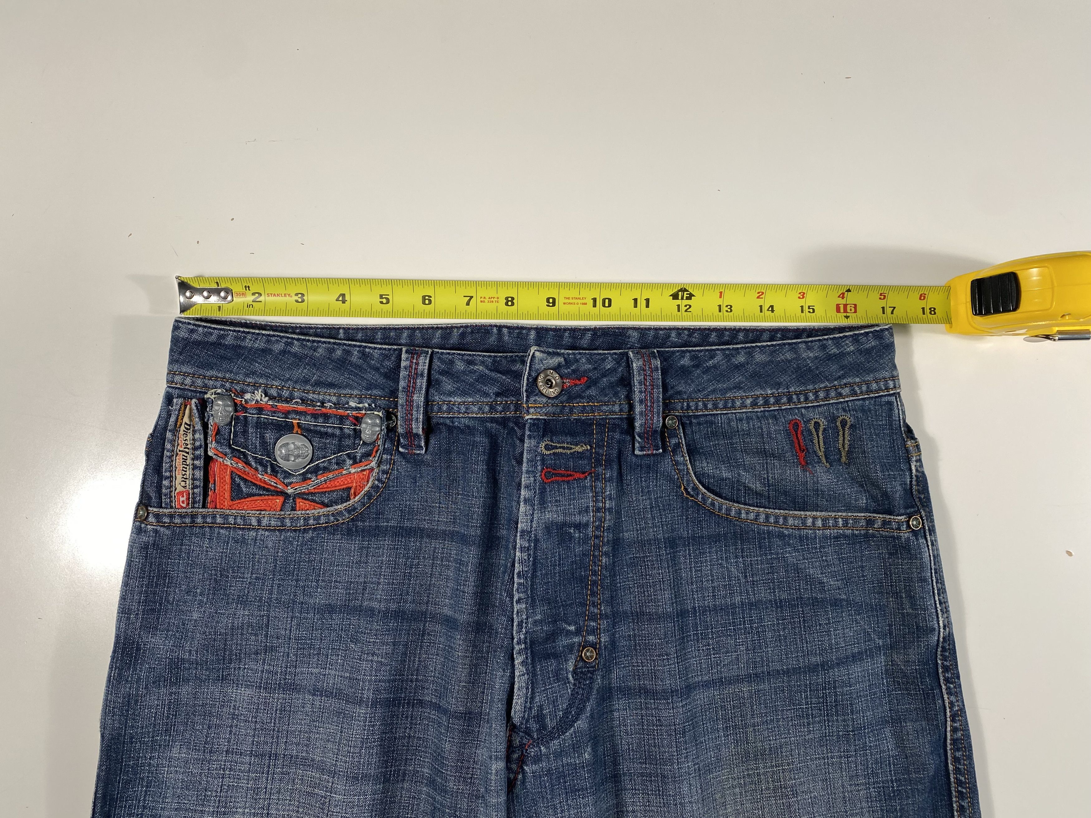 Diesel Vintage Diesel Industry Cross/Skull Motif Relaxed Fit Jeans Size US 32 / EU 48 - 9 Thumbnail