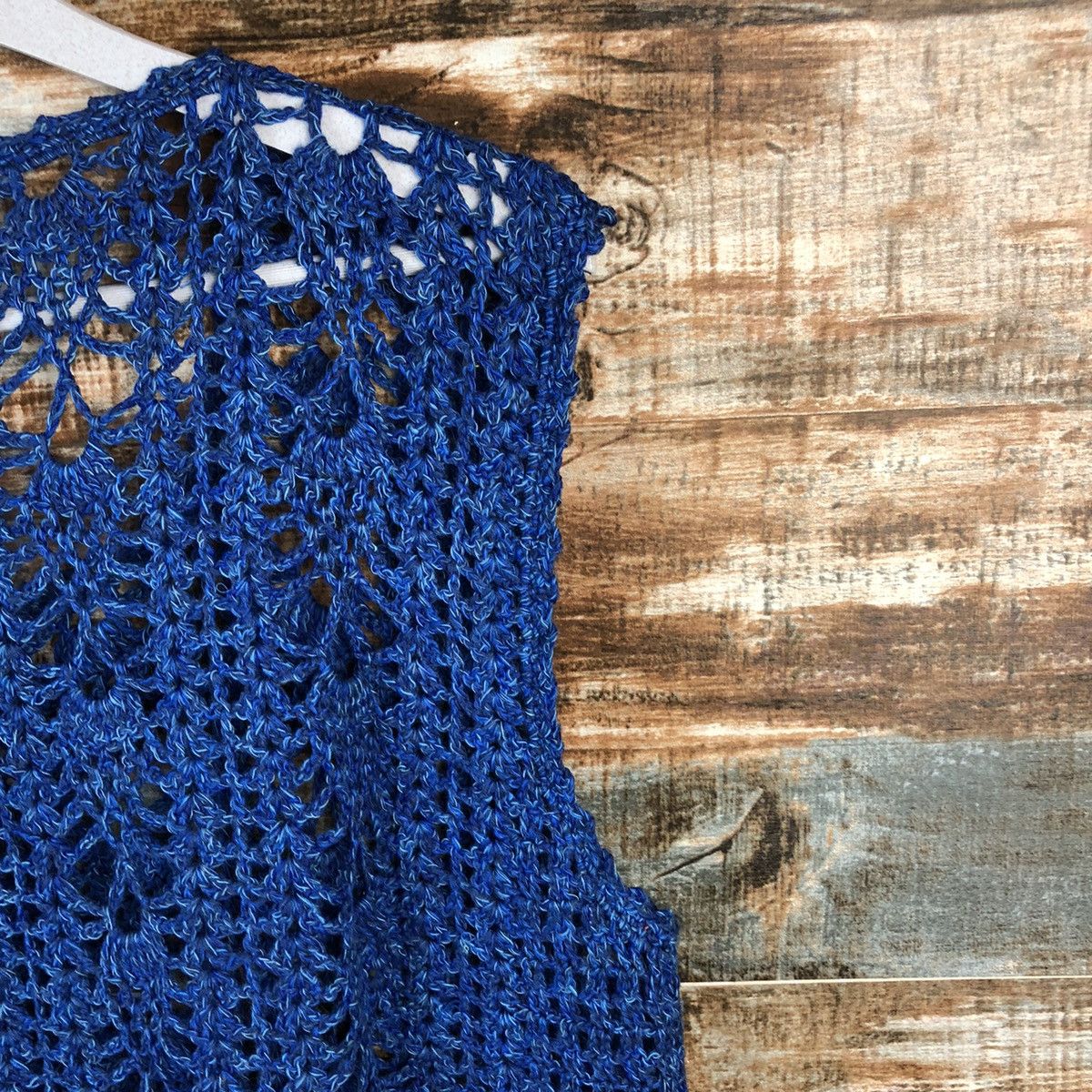 Handmade Japan vintage crochet mesh net knitwear handmade Vest #A2248 Size L / US 10 / IT 46 - 15 Thumbnail